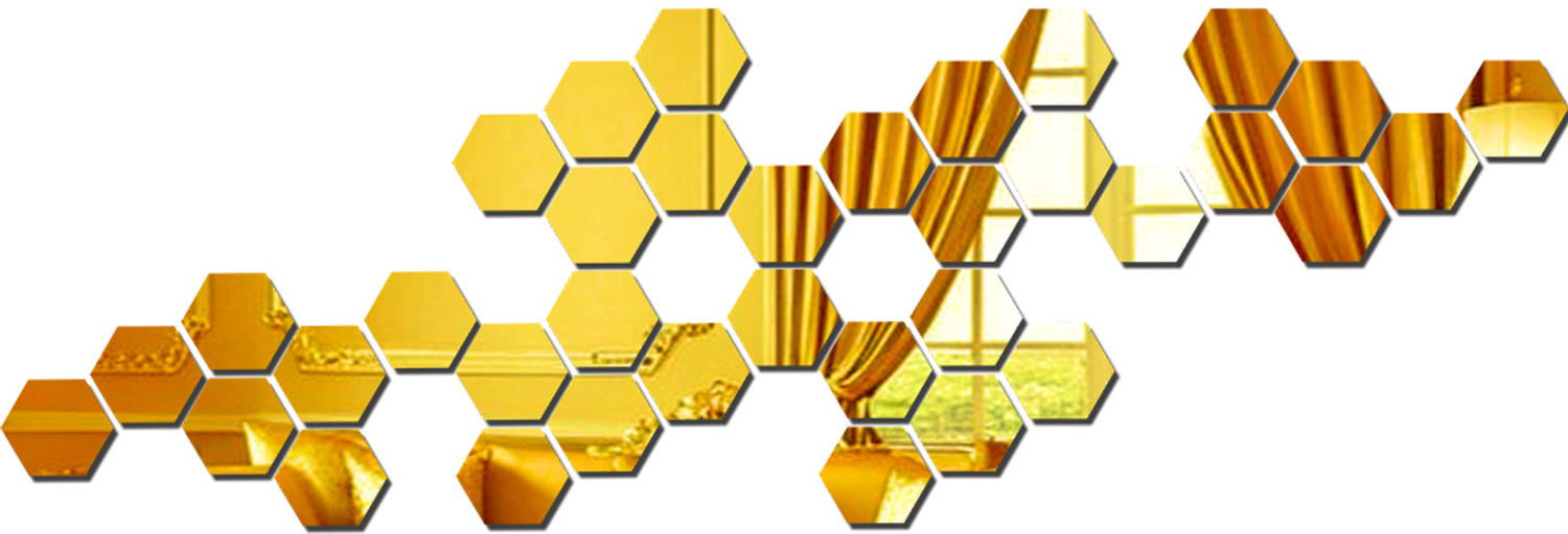Image of Bikri Kendra 12 cm Black hexagon 7 - 3d acrylic mirror wall stickers Self Adhesive Sticker (Pack of 7)