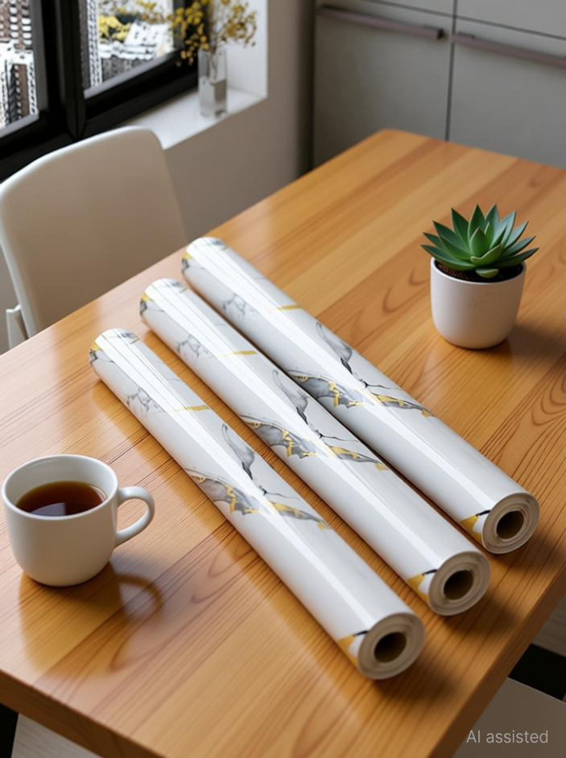 Image of Onbet 200 cm Self Adhesive Glossy Marble Foil Waterproof Sticker For Kitchen And Home Self Adhesive Sticker (Pack of 2)