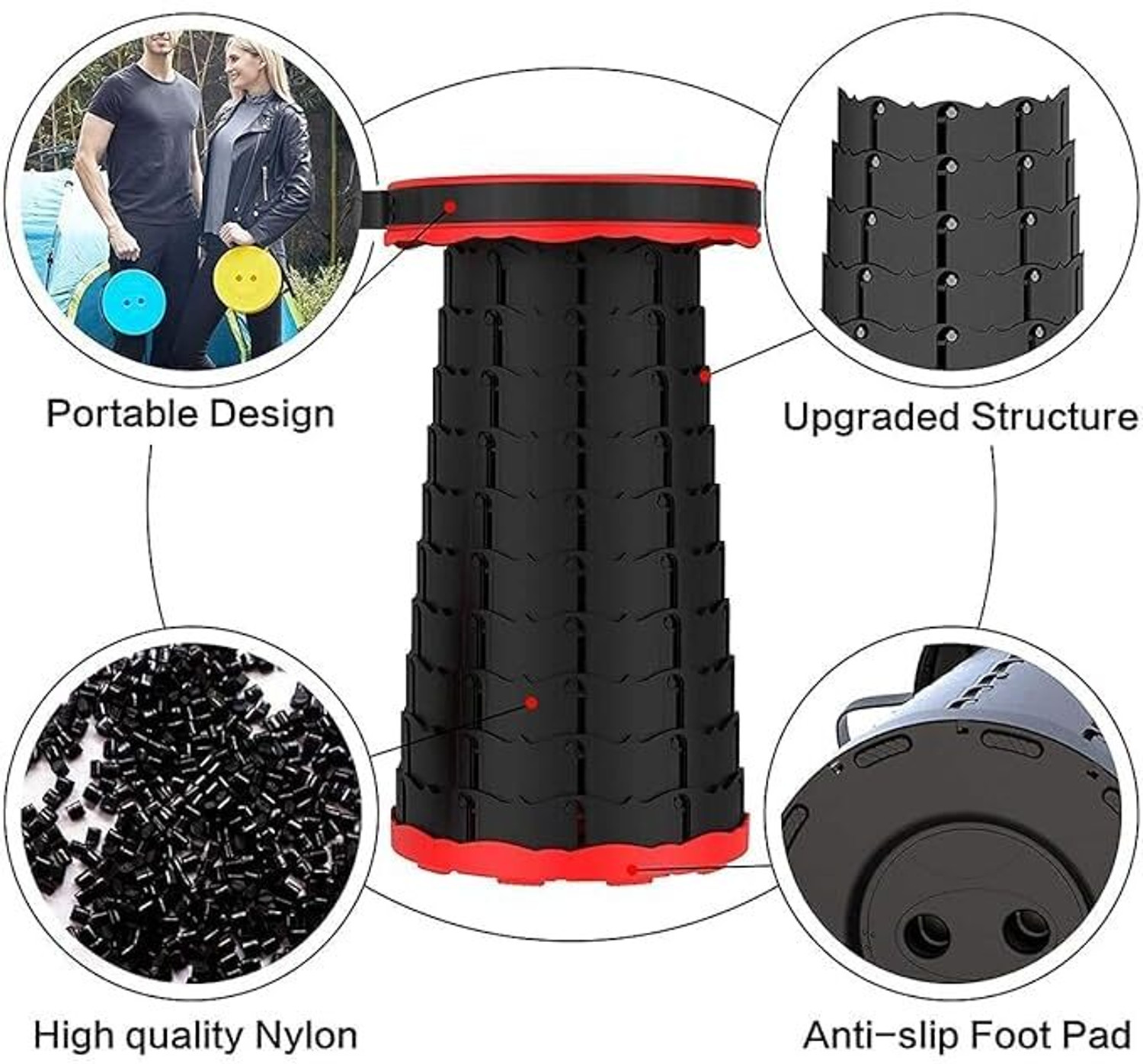 Image of RABJET Telescopic folding height adjustable stool portable multipurpose use Outdoor & Cafeteria Stool (Multicolor, Pre-assembled)