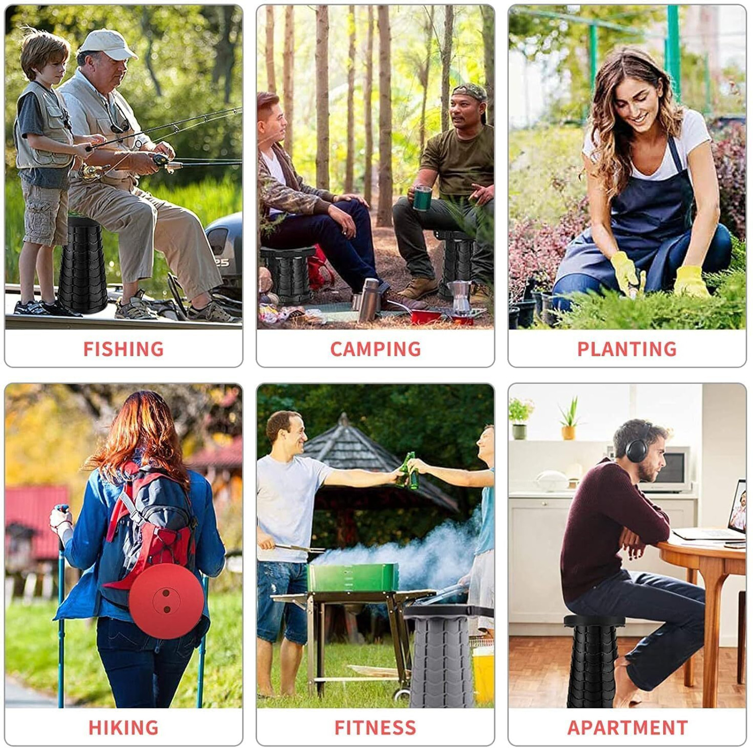 Image of RABJET Telescopic folding height adjustable stool portable multipurpose use Outdoor & Cafeteria Stool (Multicolor, Pre-assembled)