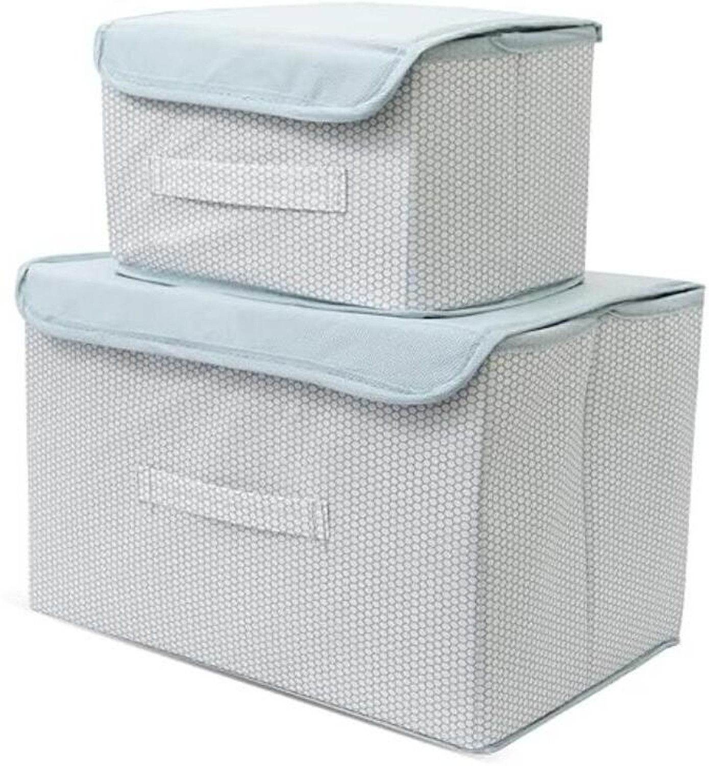 Image of Mteaser Foldable Drawer Rectangular Storage Basket with Lid & Handle Closet Organizer| Storage Box (Grey)