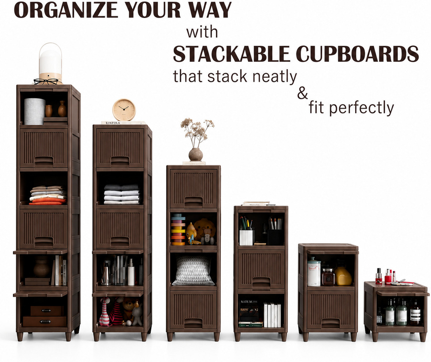 Image of BRANTOX Plastic Shoe Stand (Brown, 5 Shelves, DIY(Do-It-Yourself))