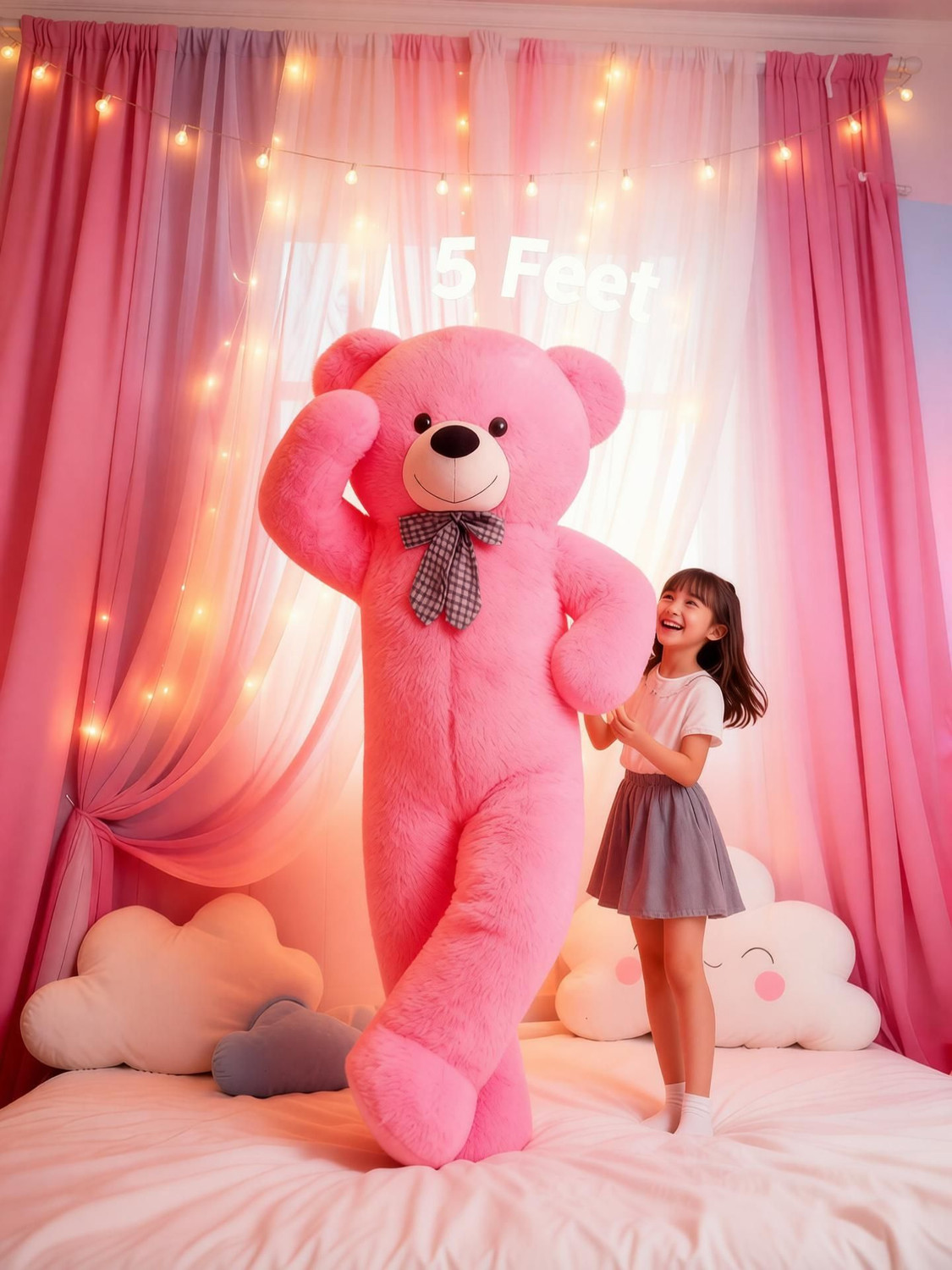 Image of Satyam soft toys Giant Pink Stuffed Teddy 5ft Perfect Birthday Gift - 60 inch (Pink)