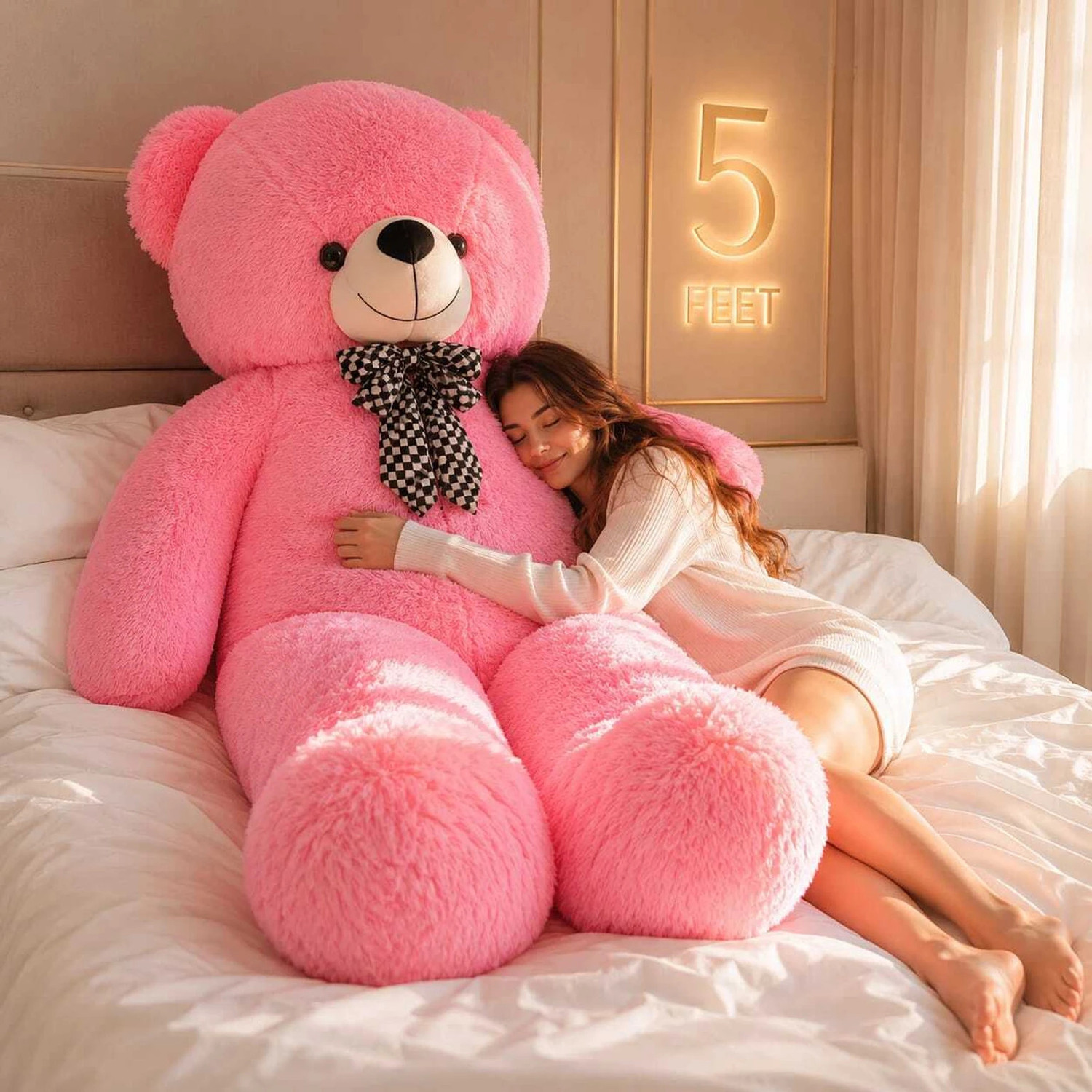 Image of Satyam soft toys Giant Pink Stuffed Teddy 5ft Perfect Birthday Gift - 60 inch (Pink)