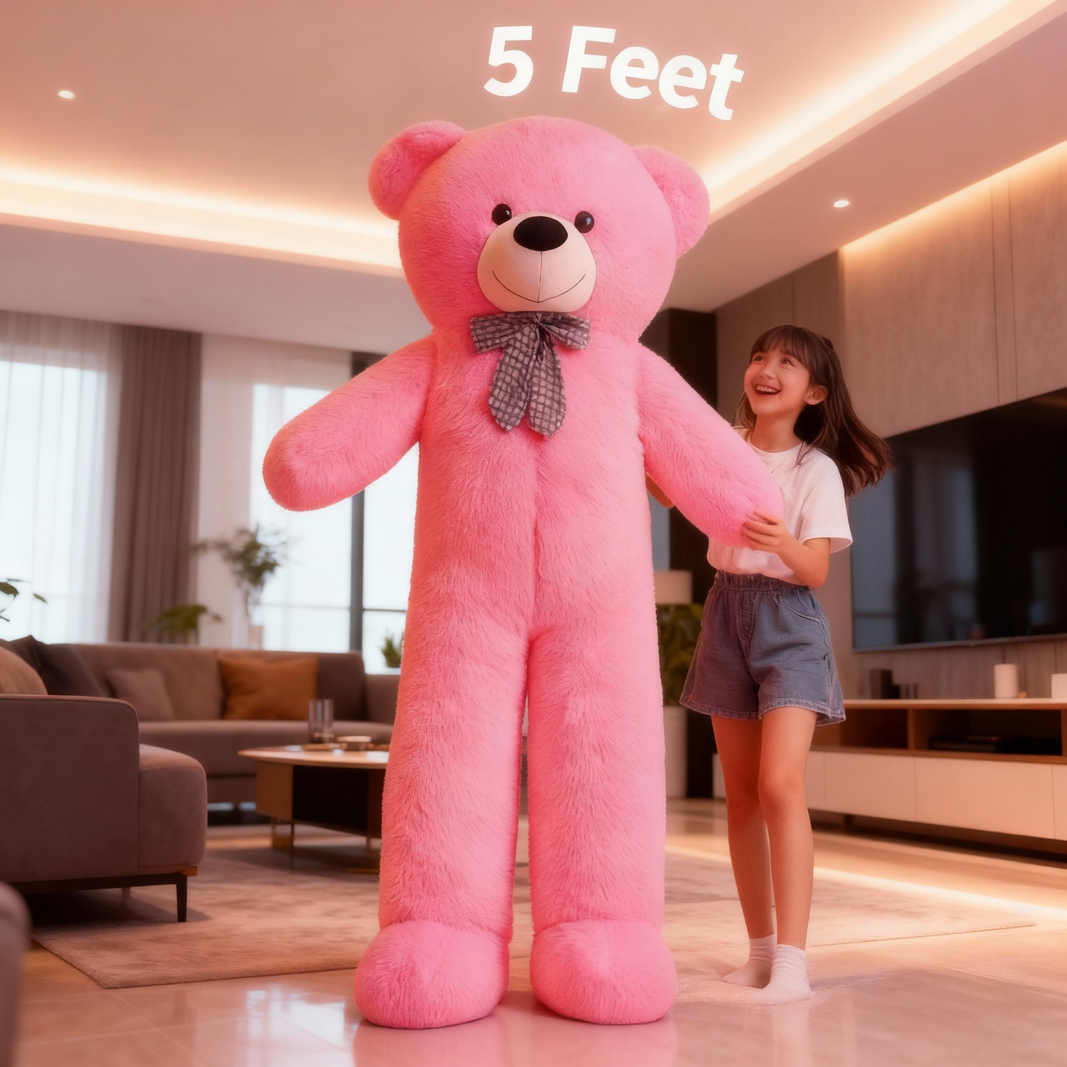 Image of Satyam soft toys Giant Pink Stuffed Teddy 5ft Perfect Birthday Gift - 60 inch (Pink)