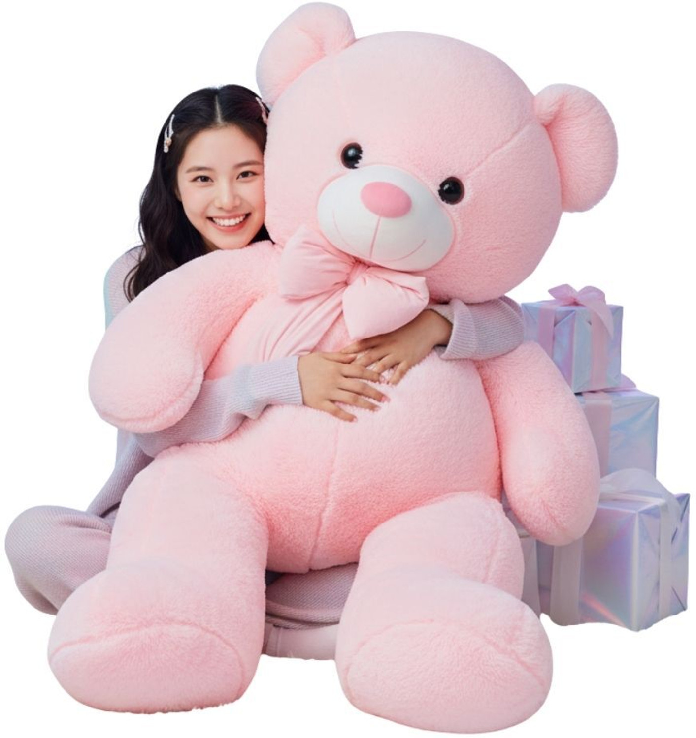 Image of emutz Teddy Bear for Size 3 Foot Girls and kids for Birthday, Soft Teddy for Gifts - 91 cm (Pink)