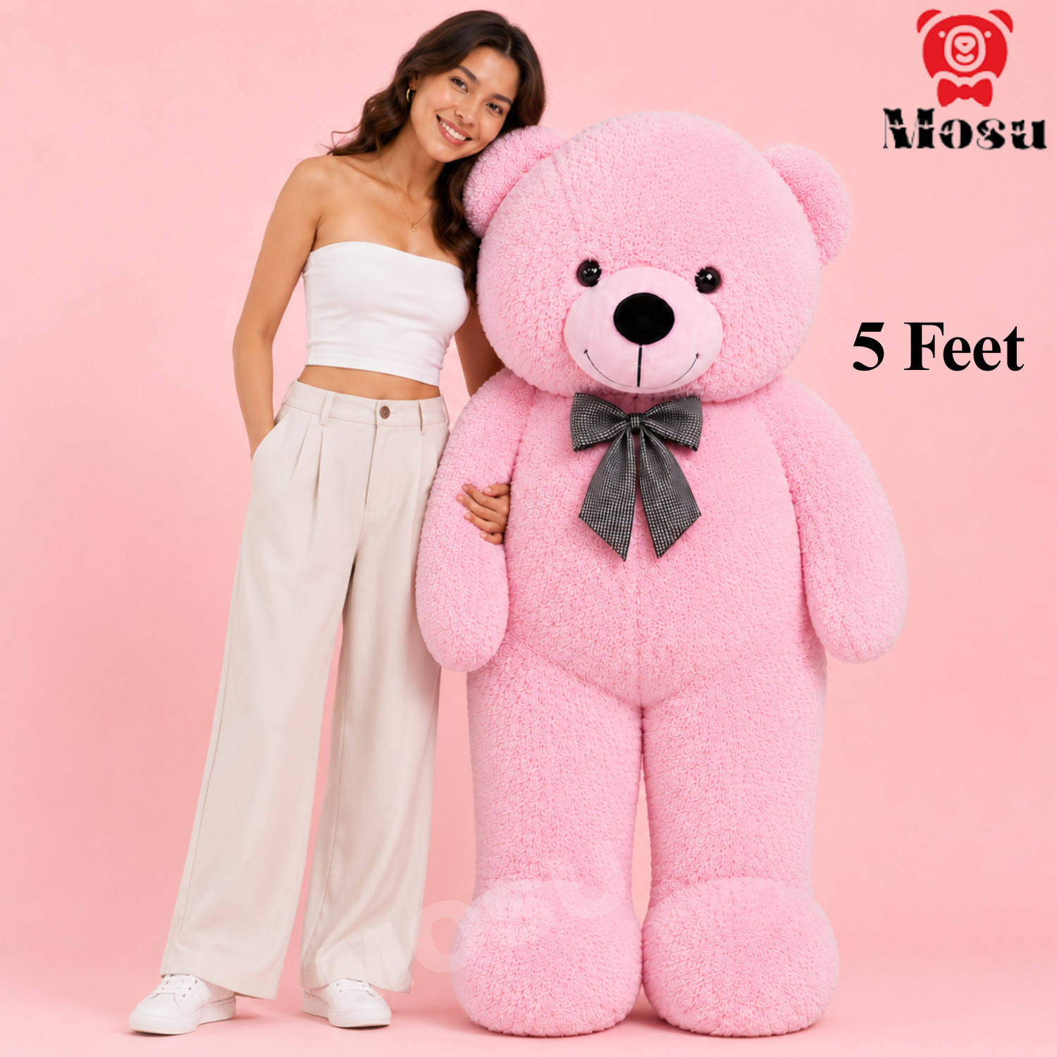Image of emutz Teddy Bear for Size 3 Foot Girls and kids for Birthday, Soft Teddy for Gifts - 91 cm (Pink)