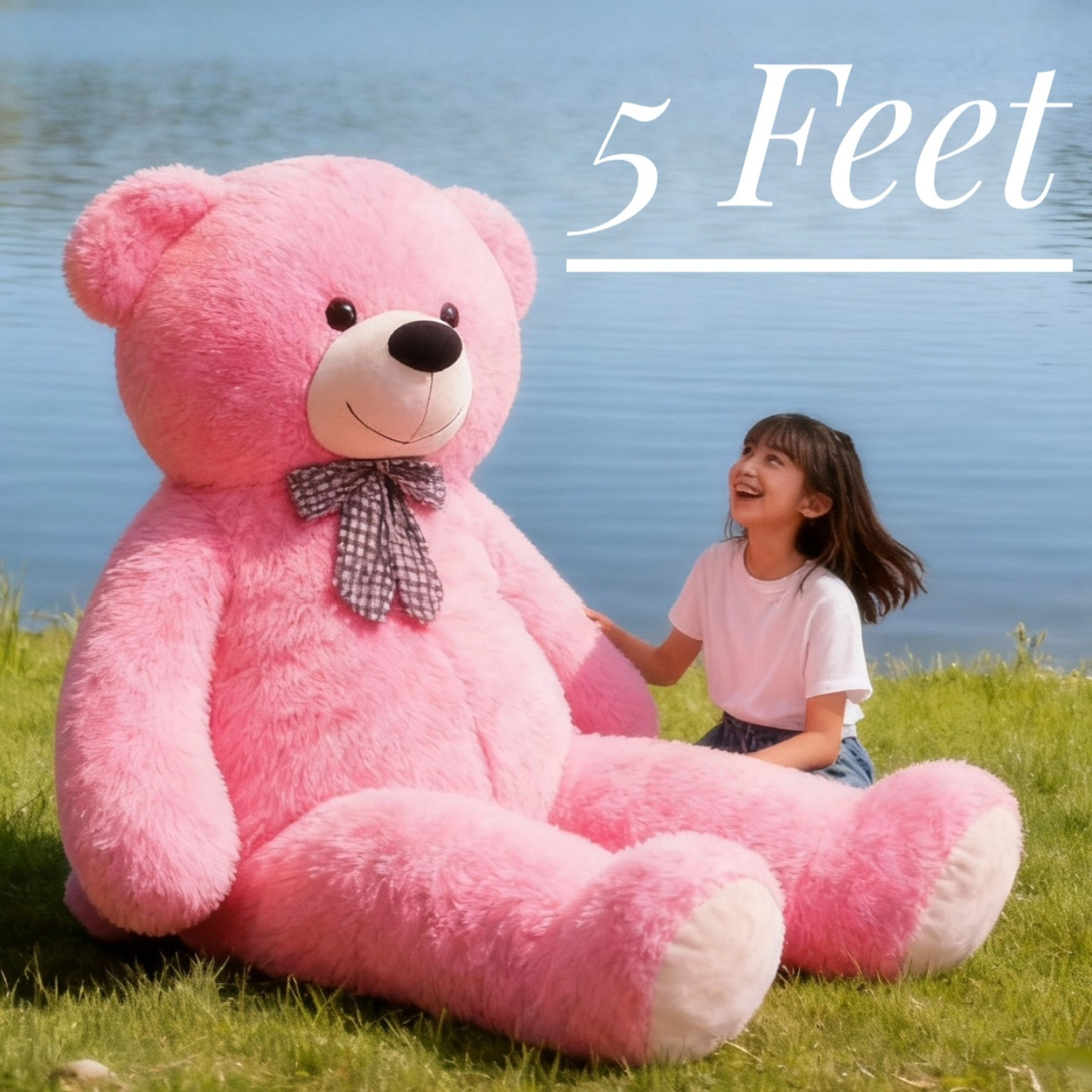 Image of Satyam soft toys Giant Pink Stuffed Teddy 5ft Perfect Birthday Gift - 60 inch (Pink)