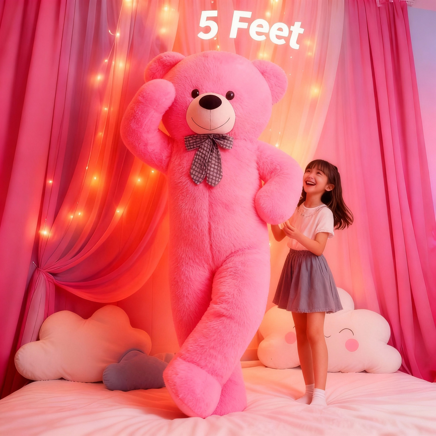 Image of Satyam soft toys Giant Pink Stuffed Teddy 5ft Perfect Birthday Gift - 60 inch (Pink)