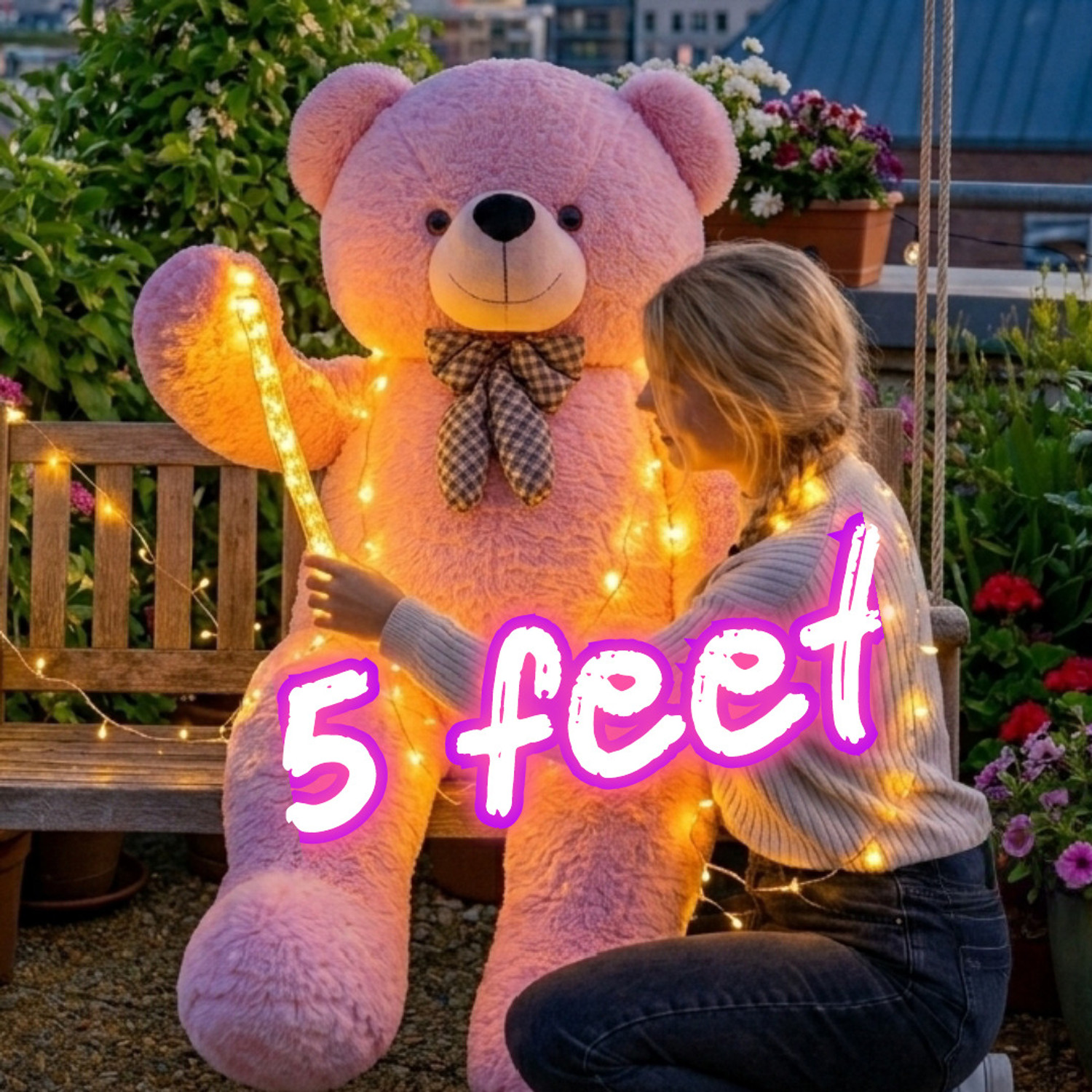 Image of Satyam soft toys Giant Pink Stuffed Teddy 5ft Perfect Birthday Gift - 60 inch (Pink)