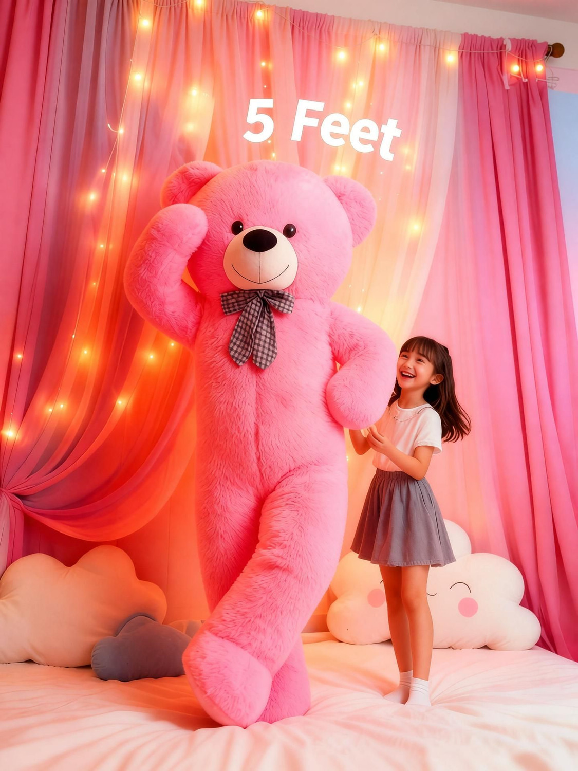 Image of Satyam soft toys Giant Pink Stuffed Teddy 5ft Perfect Birthday Gift - 60 inch (Pink)