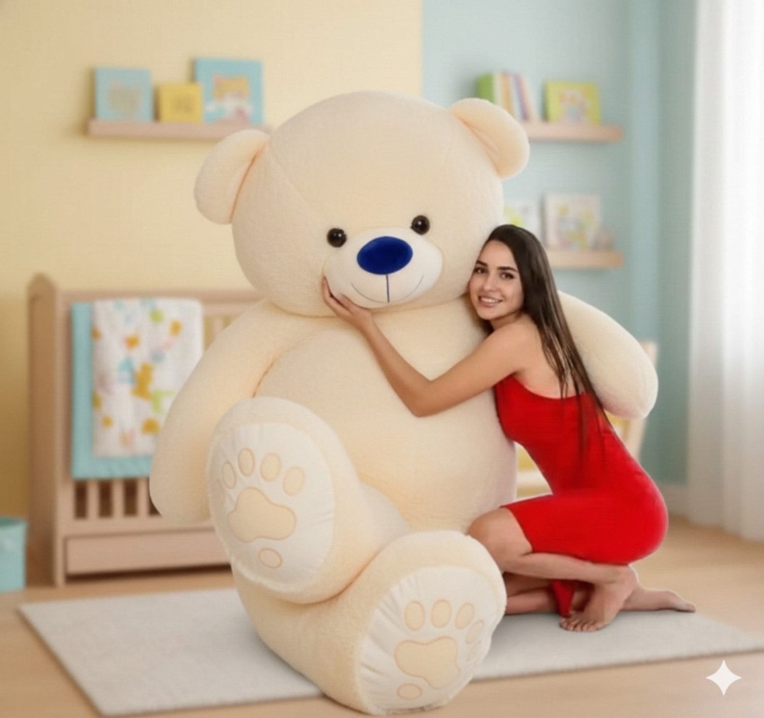 Image of house of common teddy bear blue 6 feet smooth and cute teddy 175cm - 175 cm (Blue)