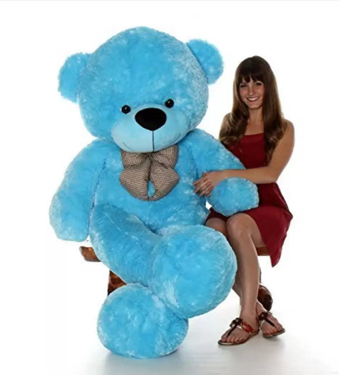 Image of house of common teddy bear blue 6 feet smooth and cute teddy 175cm - 175 cm (Blue)