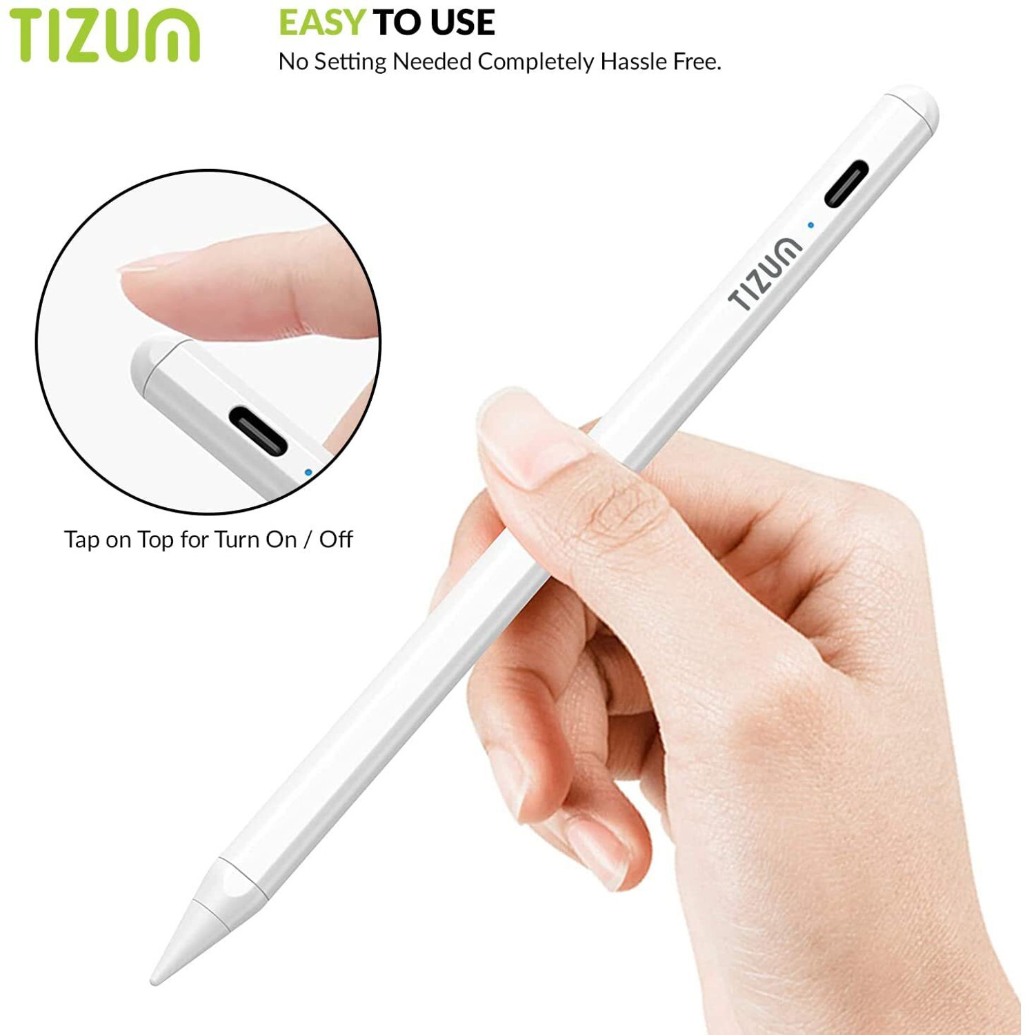 Image of Tizum Upgraded Stylus Pen, Ultra High Precision, Palm Rejection & Tilt Sensitivity Stylus (White)