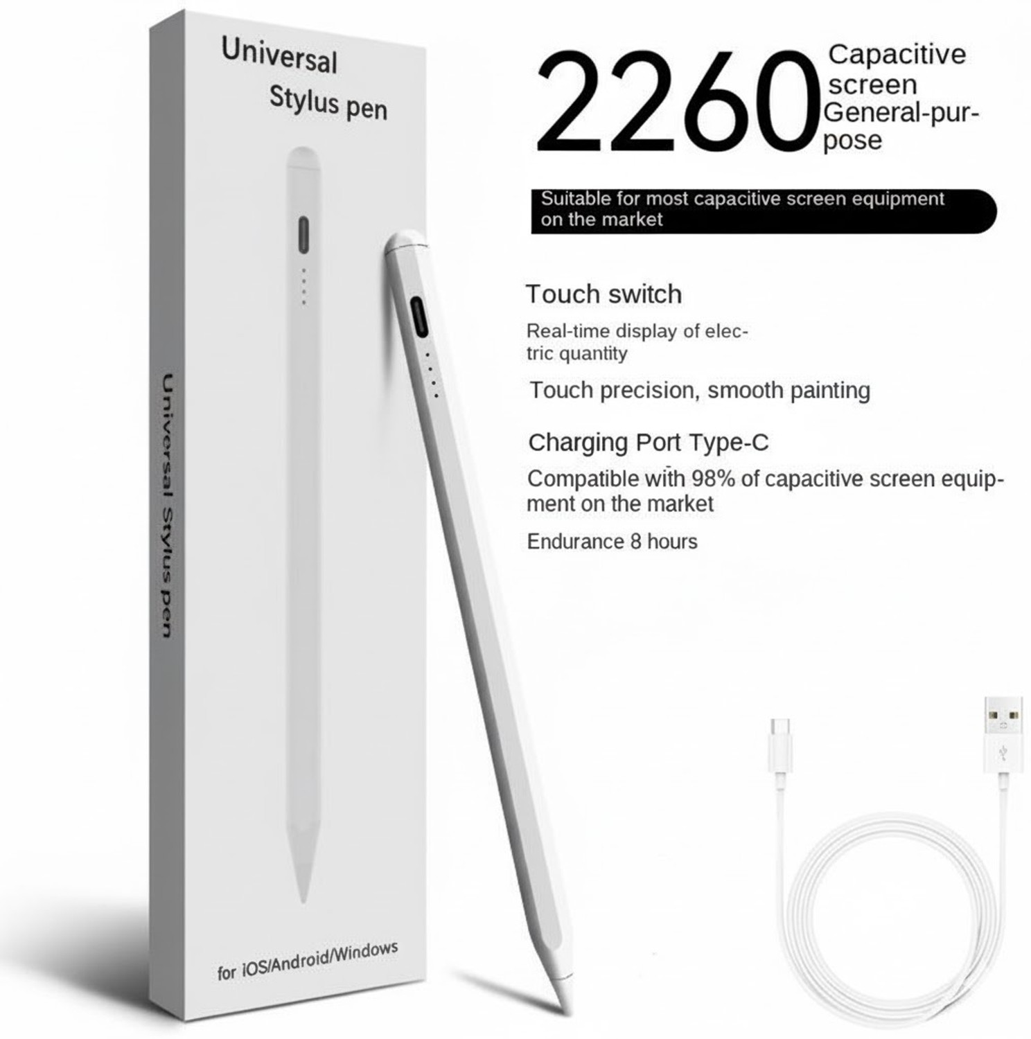 Image of Tizum Upgraded Stylus Pen, Ultra High Precision, Palm Rejection & Tilt Sensitivity Stylus (White)