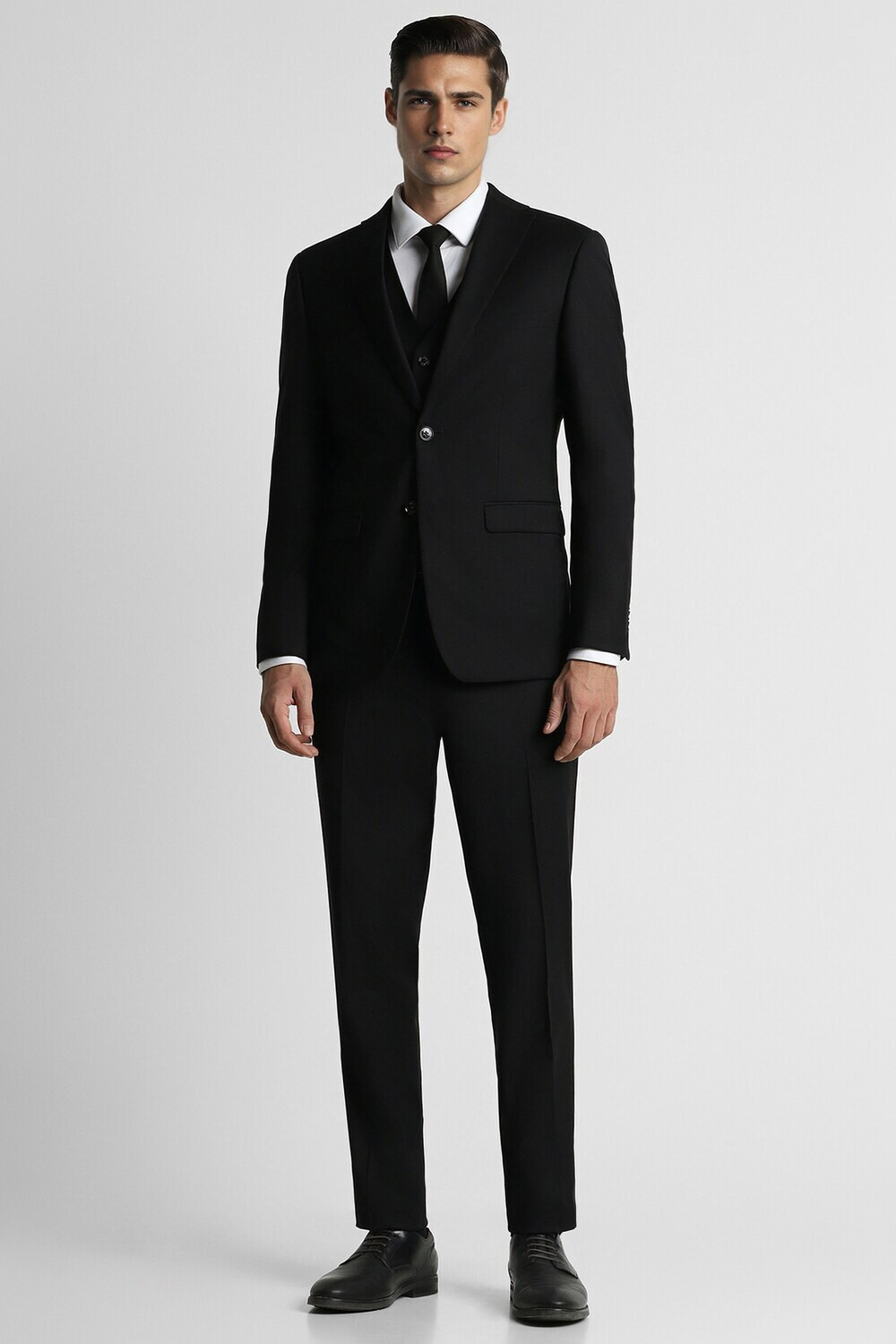 Peter England Men Black Slim Fit Three Piece Suit - Image 1