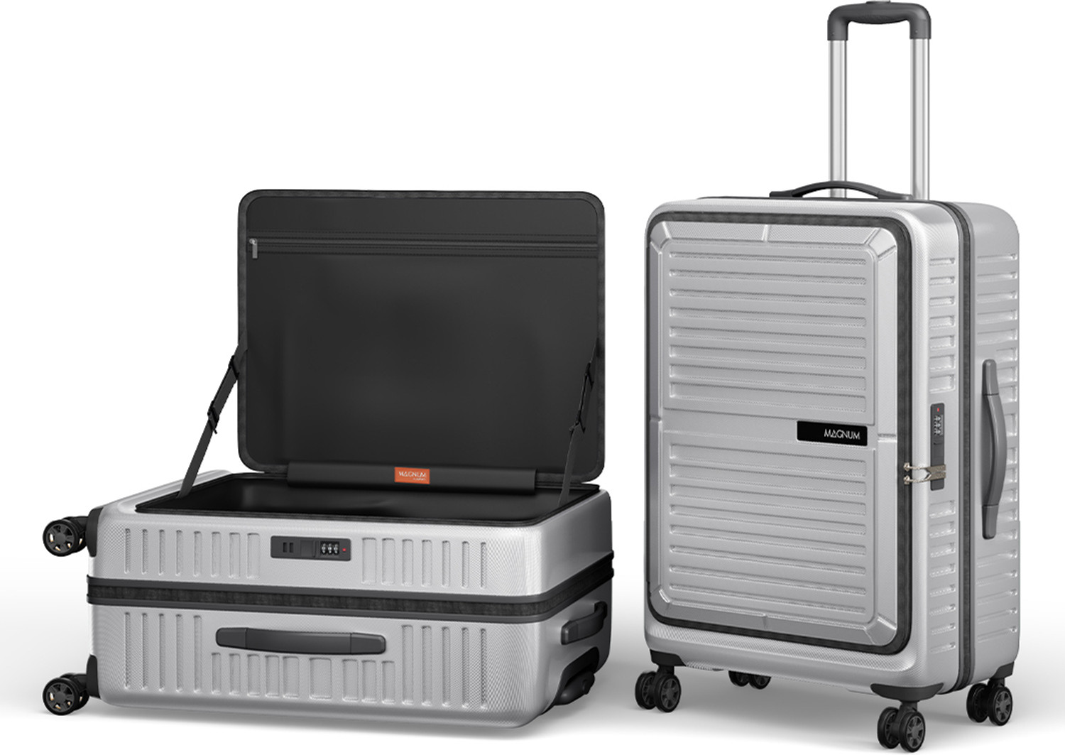 Safari Theron 66 25 Inches 8 Wheels Silver Suitcase - Image 1