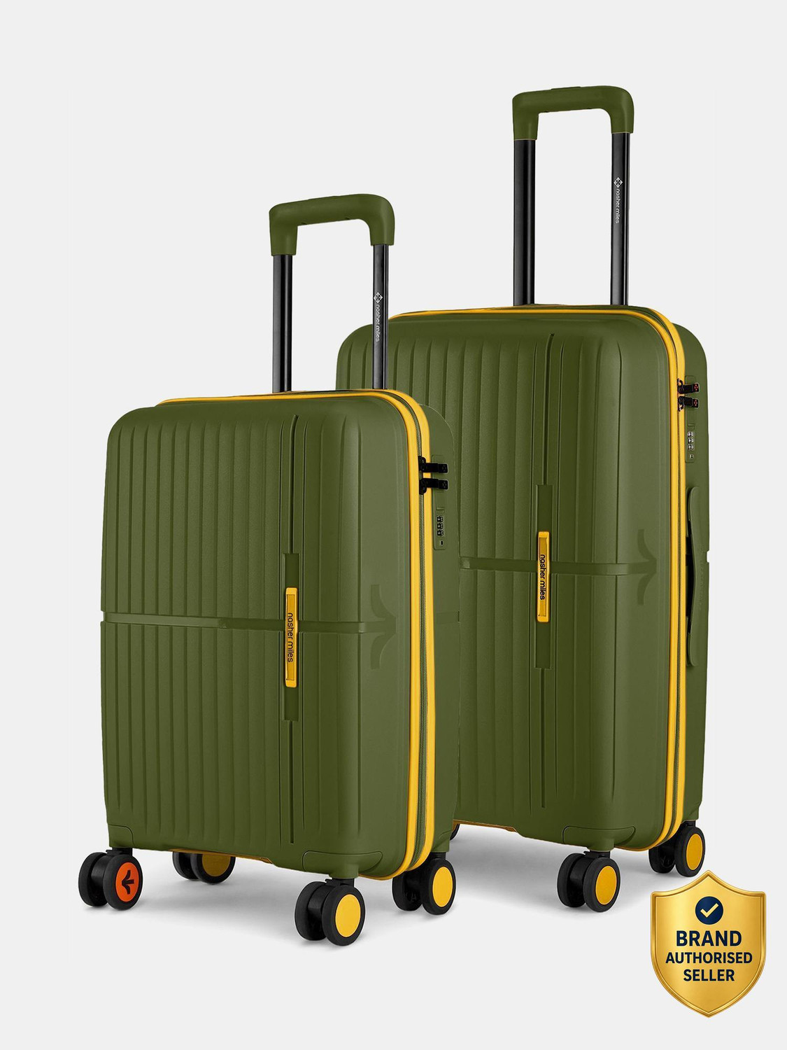 Image of NASHER MILES Hard Body Set of 2 Luggage 8 Wheels - Venice Hard-Side Polycarbonate Printed Terrazzo Black Trolley Bag(55&65cm) - Black