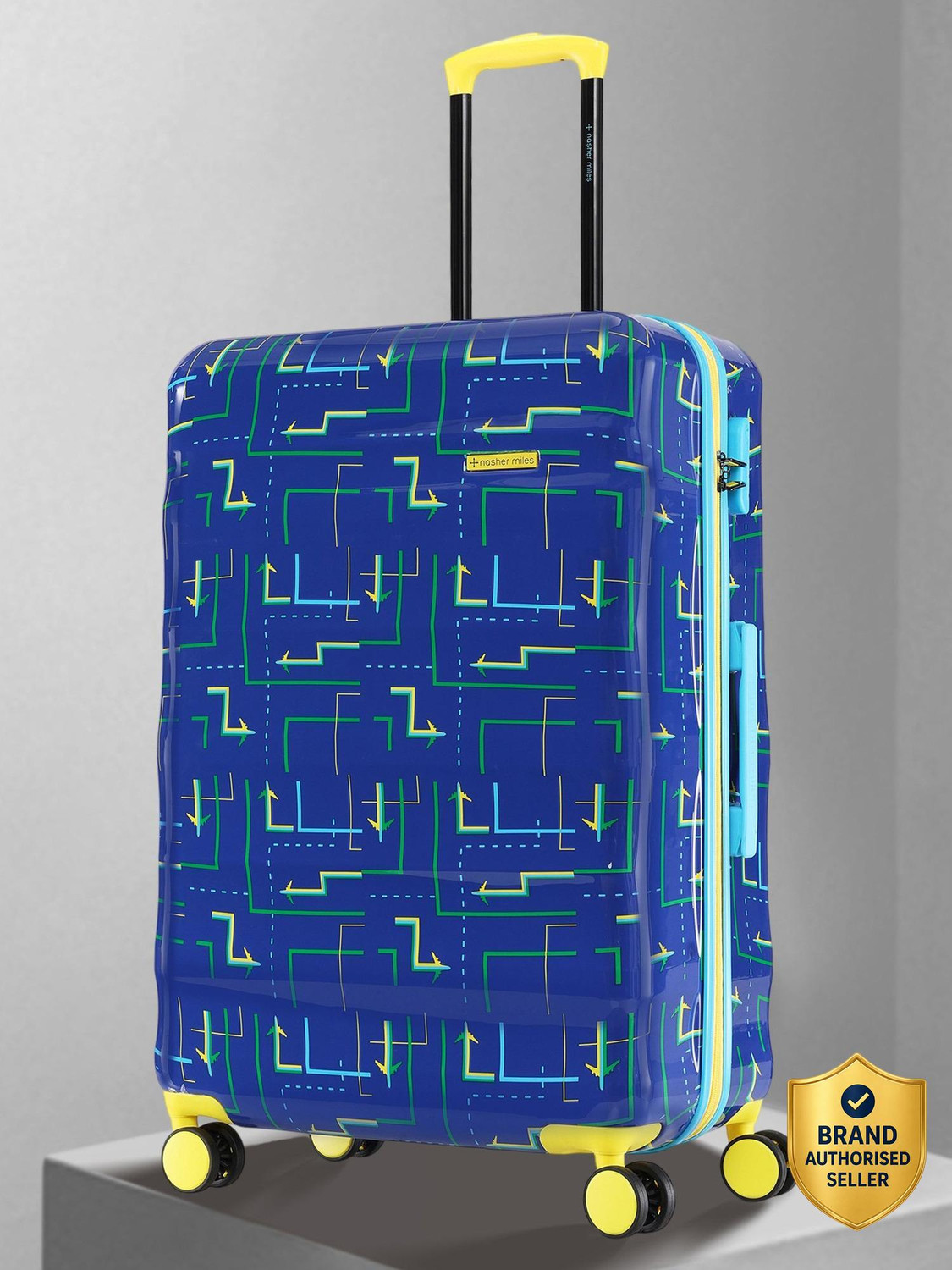 Image of SAFARI Medium Cabin Suitcase (65 cm) 8 Wheels - Brooklyn Printed Suitcse with TSA Lock - Teal