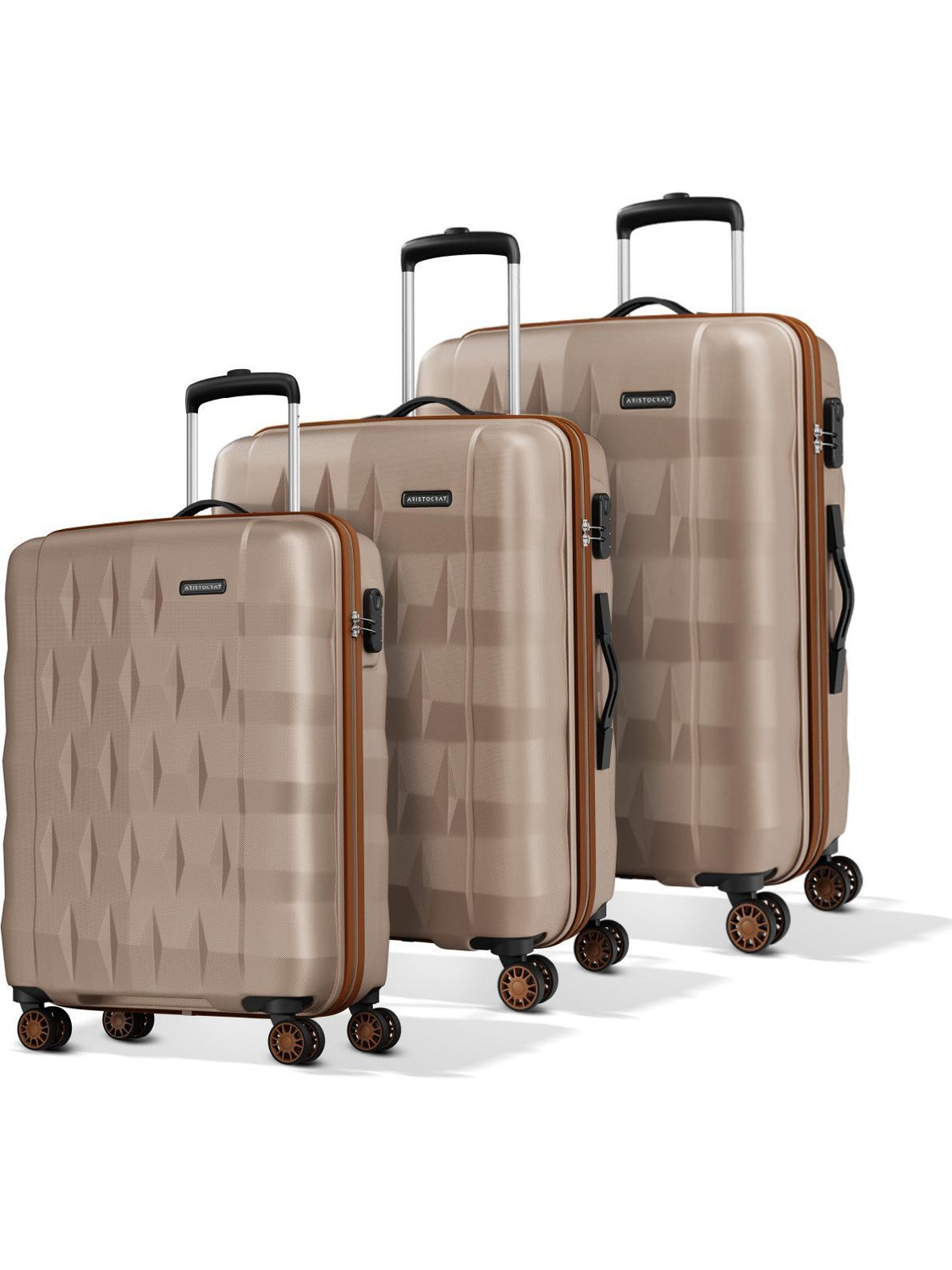 ARISTOCRAT Hard Body 3 Luggage Set 8 Wheels Beige - Image 1