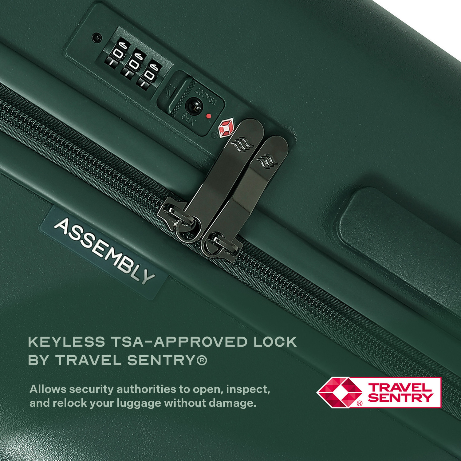 Image of Assembly Small Cabin Suitcase (55 cm) 8 Wheels - Premium Polycarbonate Hardsided luggage 20 inch and TSA Lock for Flights Travel - Green