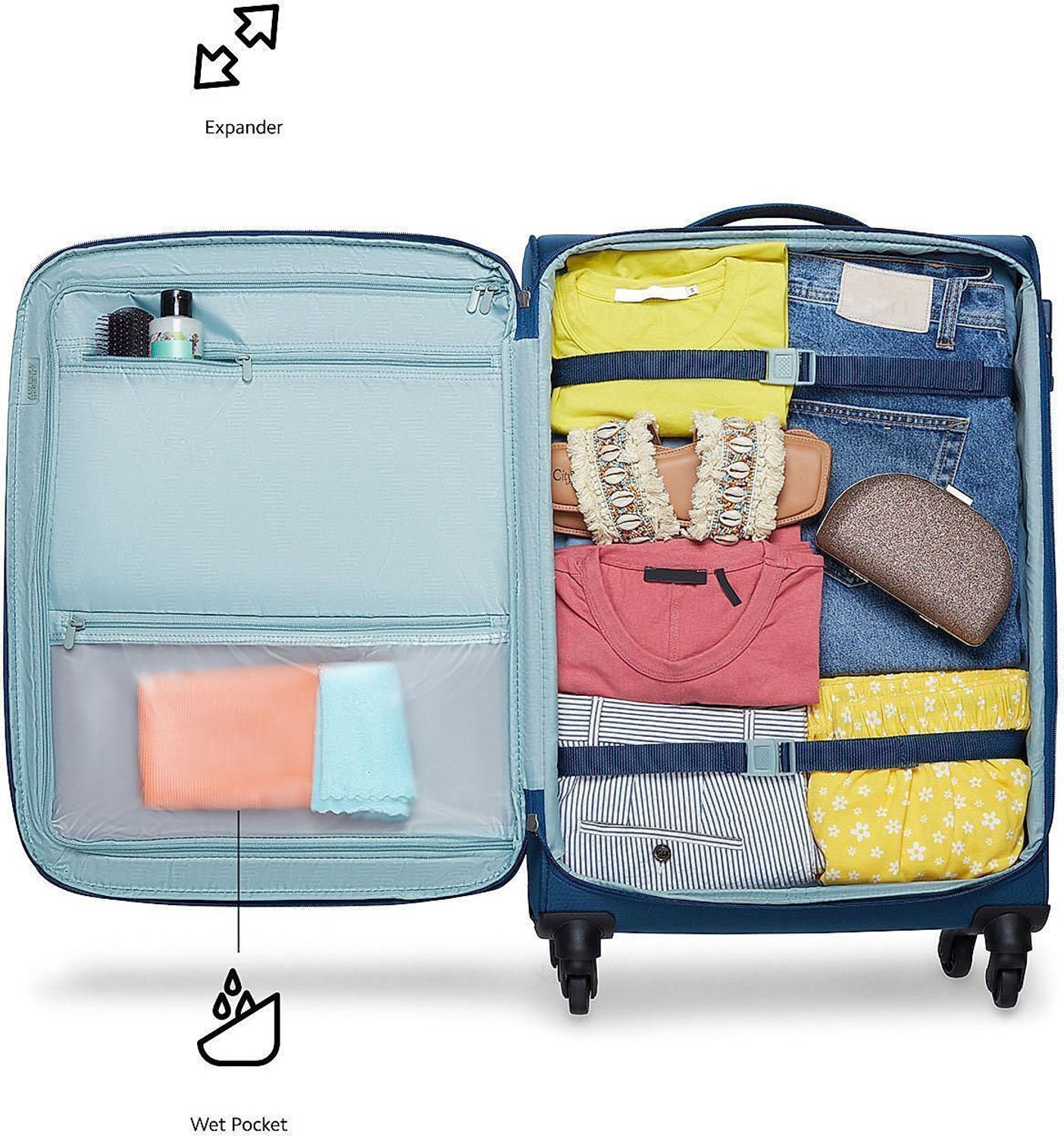 Image of AMERICAN TOURISTER Small Cabin Suitcase (59 cm) 4 Wheels - PETRO - Blue