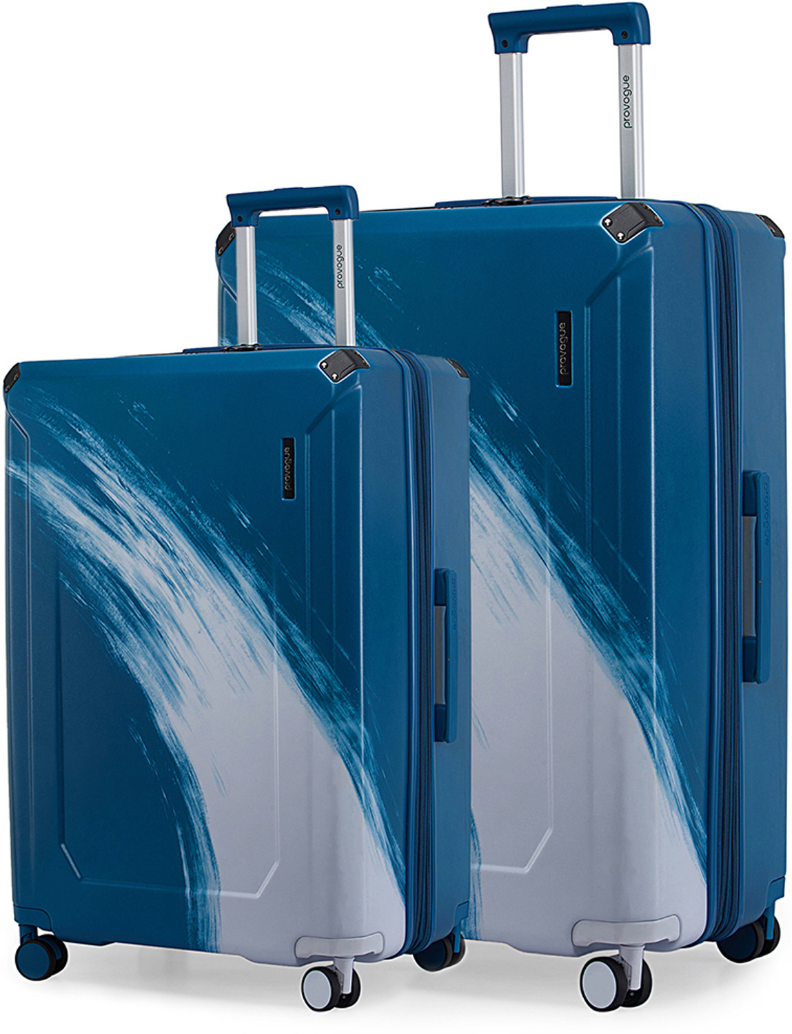 Image of NASHER MILES Hard Body Set of 2 Luggage 8 Wheels - Venice Hard-Side Polycarbonate Printed Terrazzo Black Trolley Bag(55&65cm) - Black
