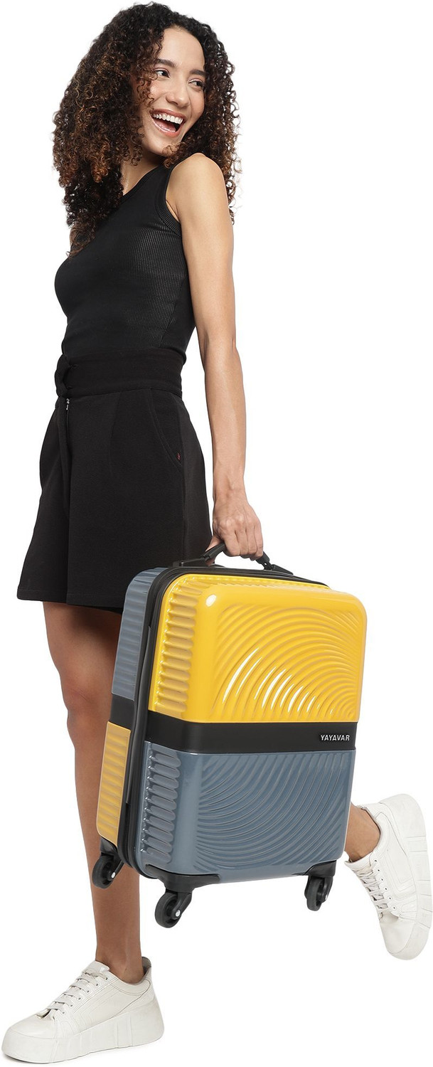 YAYAVAR VENICE - Dual Color Scratch Proof Printed Trolley Bag Cabin Suitcase 4 Wheels - 21 Inch YELLOW, GREY - Price in India | Flipkart.com