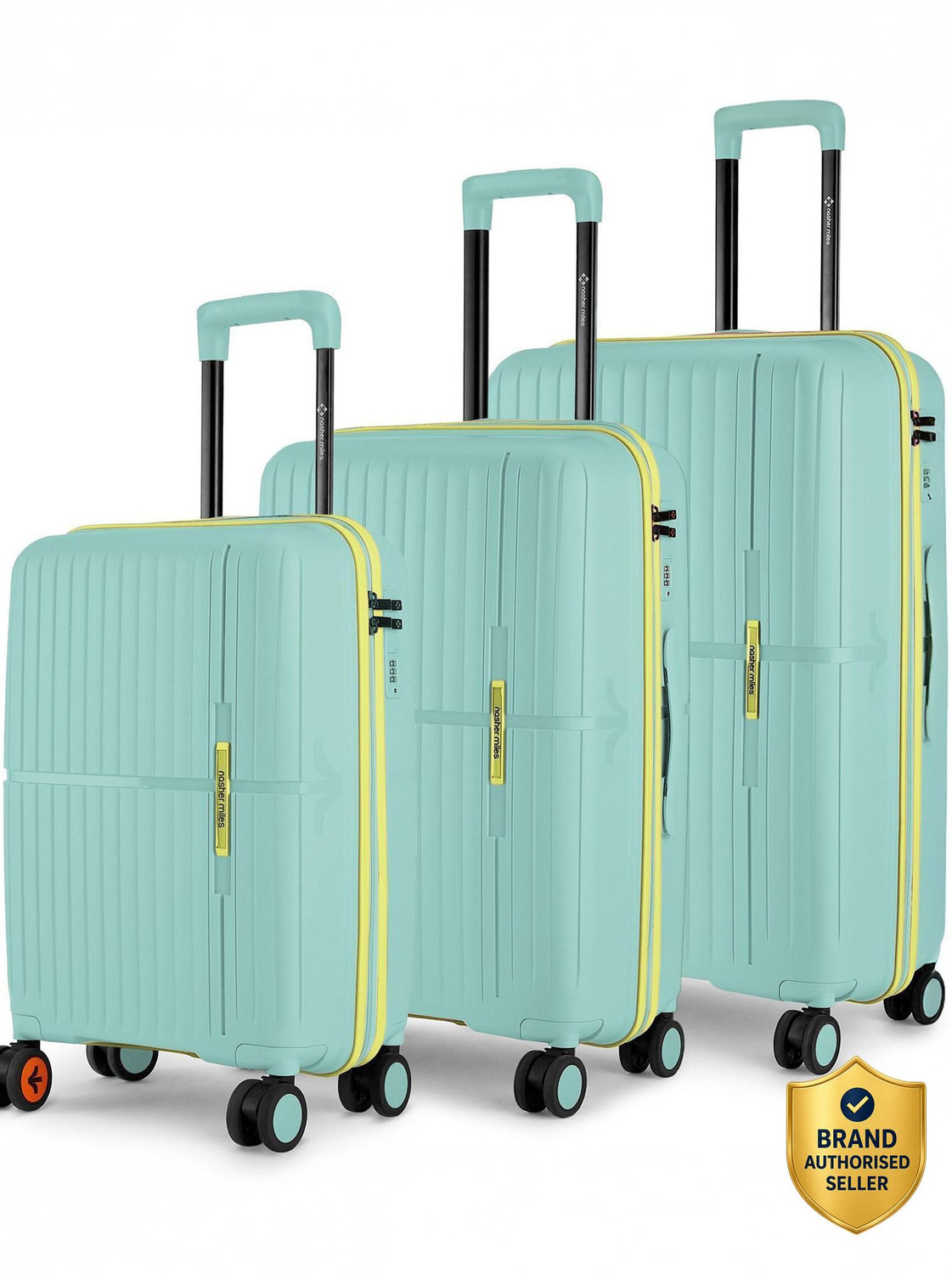 Image of NASHER MILES Hard Body Set of 3 Luggage 8 Wheels - Springfield HardSide Polypropylene Luggage 3 Pink Trolley Bag(55,65&75cm) - Pink