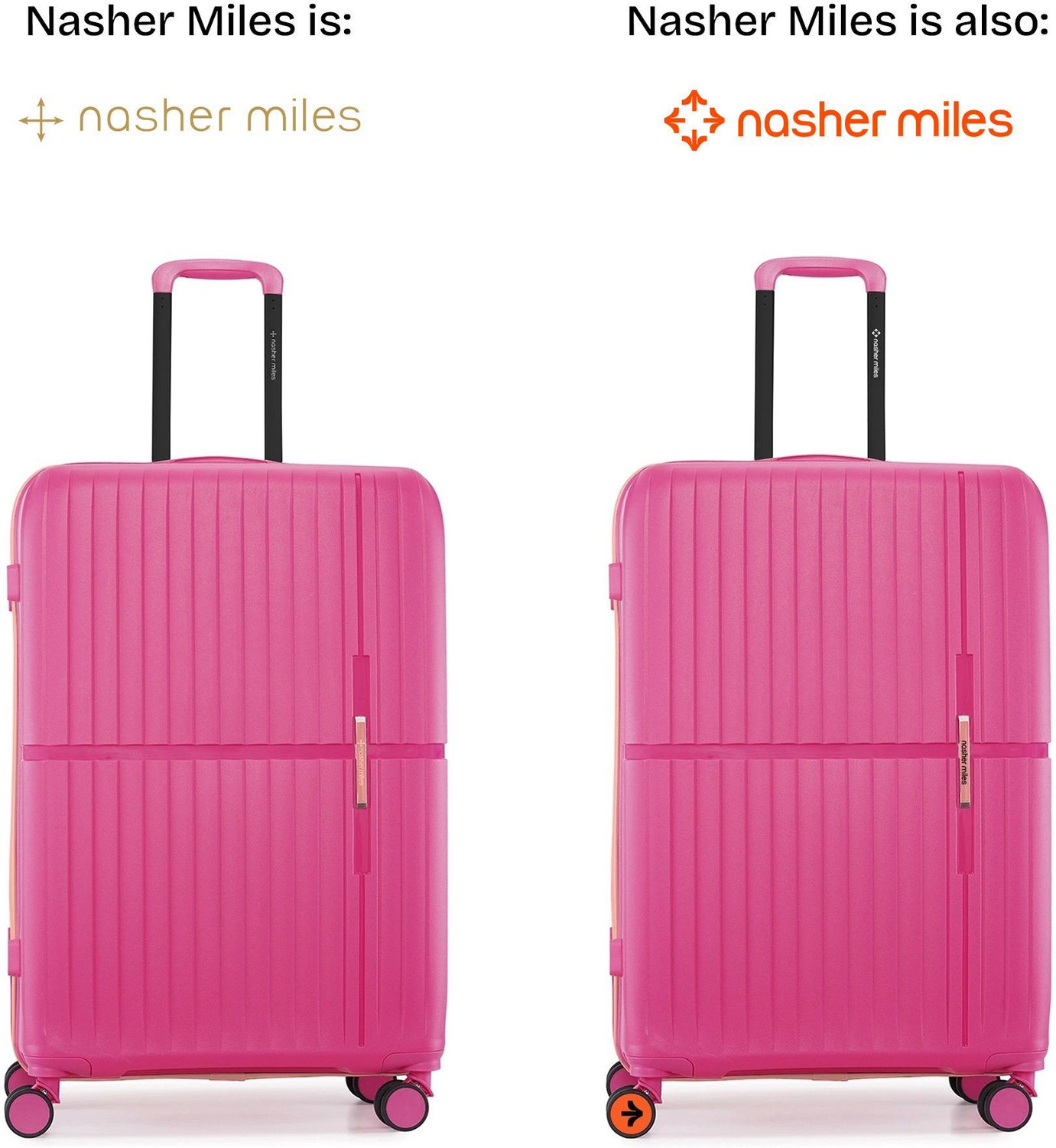 Image of NASHER MILES Large Check-in Suitcase (75 cm) 8 Wheels - Hard-Sided Polypropylene Check-in Luggage Pink 75cm Trolley Bag - Pink