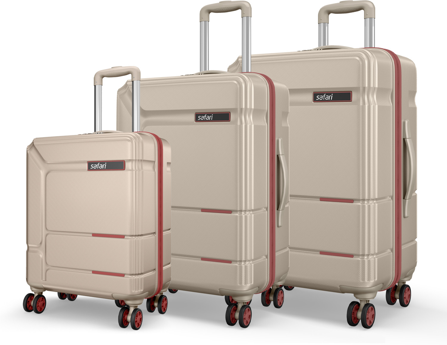 Safari Squadron 3-Piece Luggage Set 8 Wheels Beige - Image 1