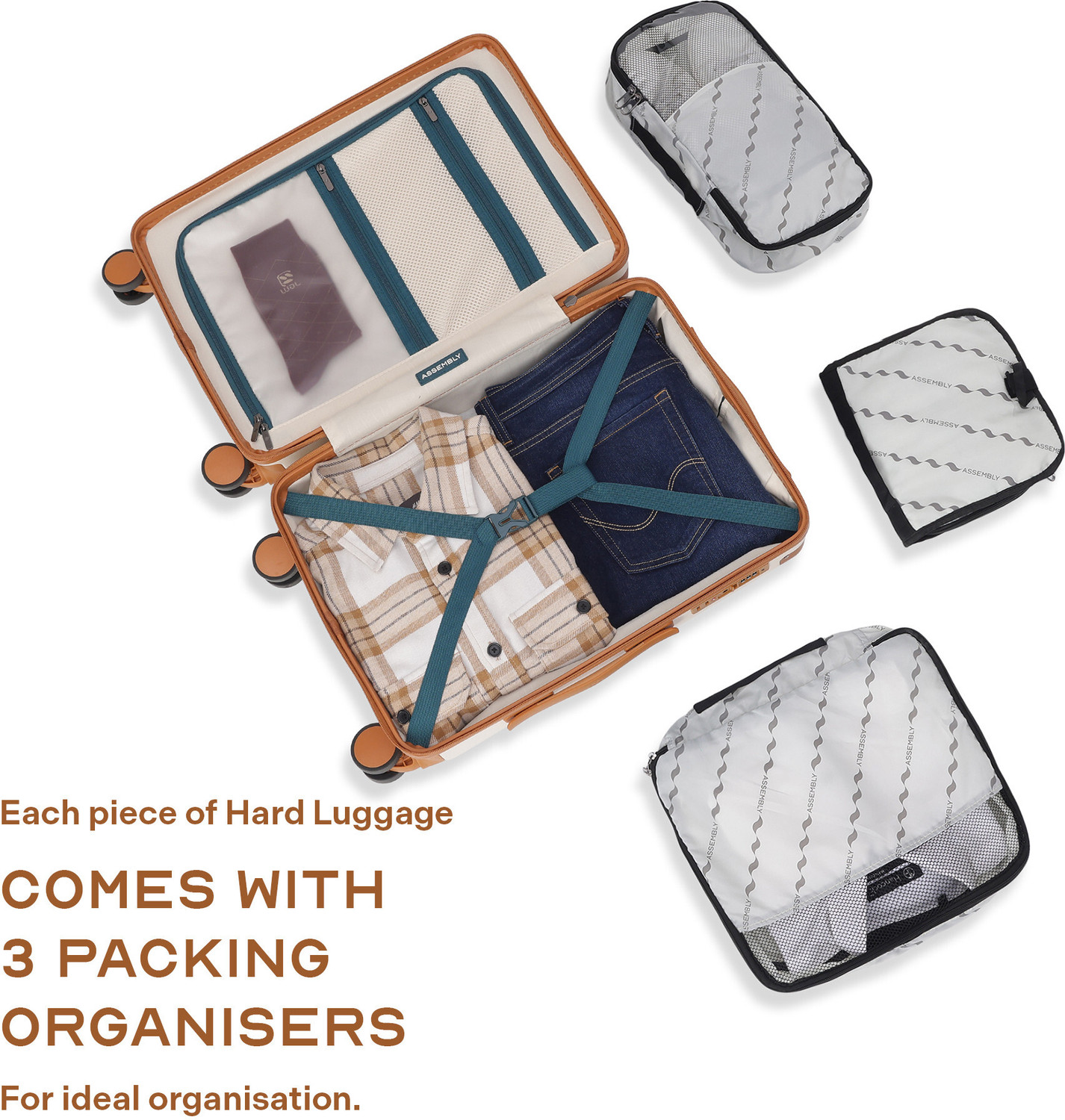 Image of Assembly Small Cabin Suitcase (36 cm) 8 Wheels - Premium Polycarbonate Hardsided luggage 20 inch and TSA Lock for Flights Travel - Beige