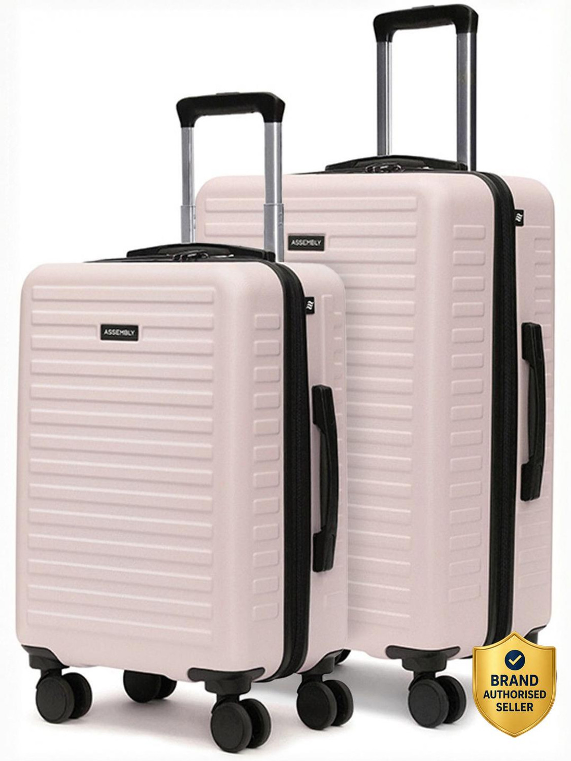 Image of Assembly Hard Body Set of 2 Luggage 8 Wheels - Lightweight Cabin Trolley (53cm) & Medium Checkin Suitcase (62cm) - TSA Lock - Green