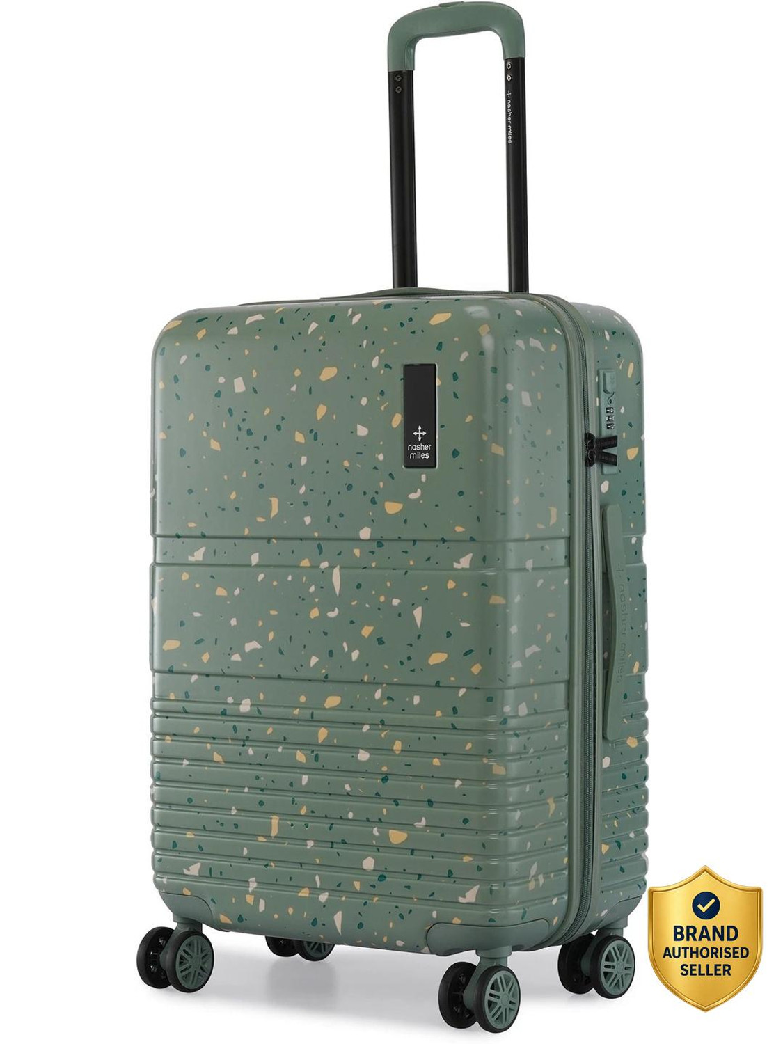 Image of NASHER MILES Hard Body Set of 2 Luggage 8 Wheels - Venice Hard-Side Polycarbonate Printed Terrazzo Black Trolley Bag(55&65cm) - Black