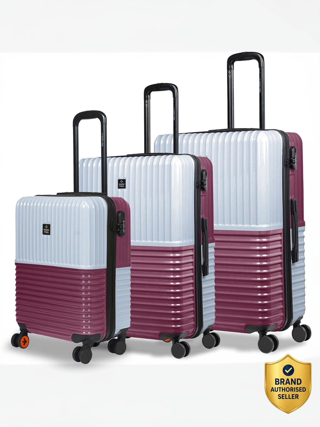 Image of NASHER MILES Hard Body Set of 2 Luggage 8 Wheels - Venice Hard-Side Polycarbonate Printed Terrazzo Black Trolley Bag(55&65cm) - Black