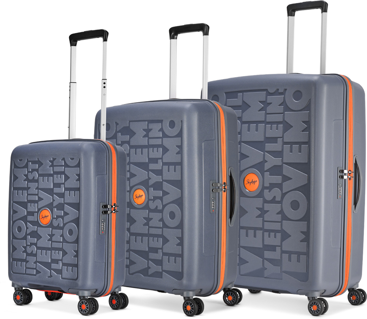 SKYBAGS Hard Body Set of 3 Luggage 8 Wheels - Play Hard Side Trolley Bag, Polypropylene Travel Luggage with Combination Lock - Blue - Image 1