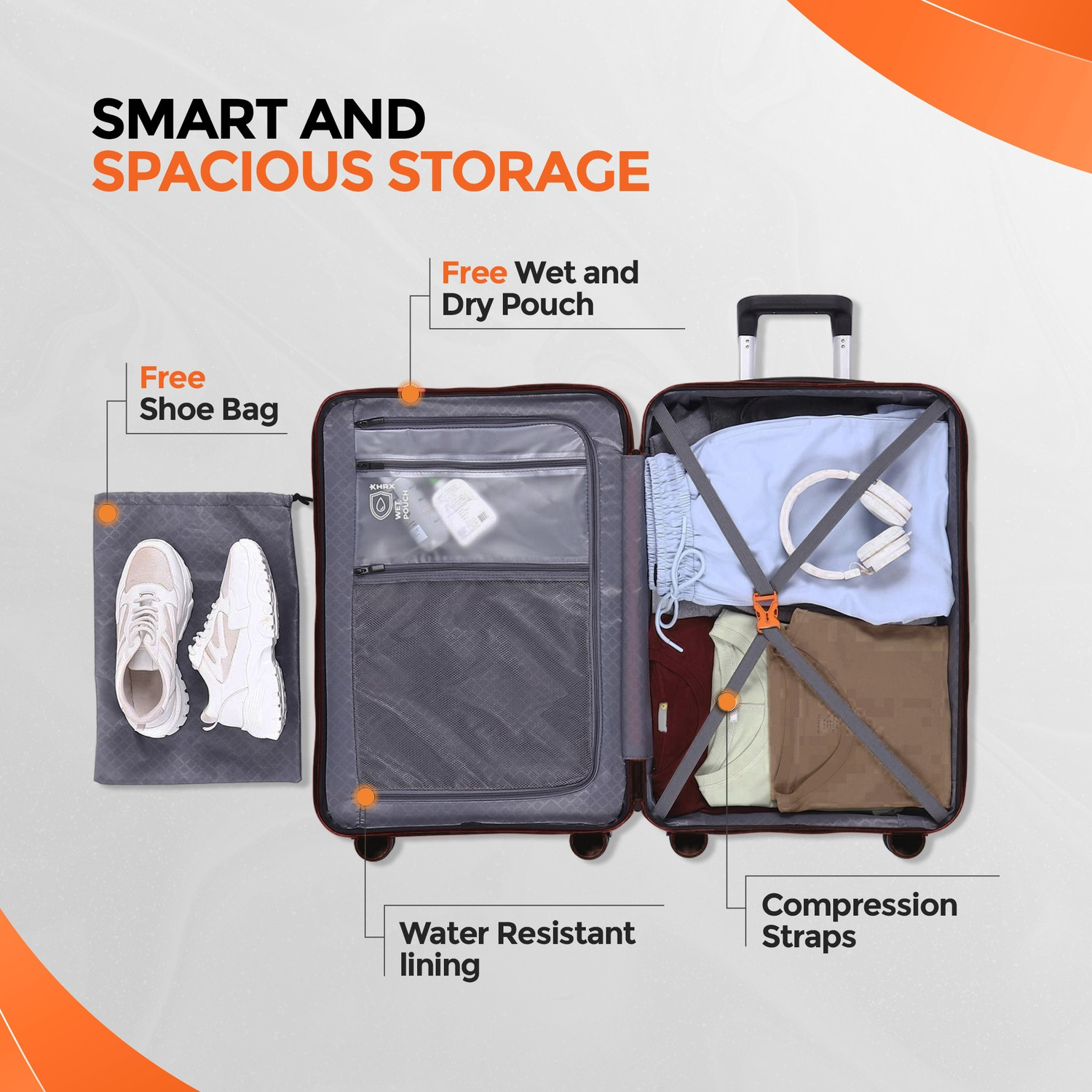 Image of HRX Large Check-in Suitcase (75 cm) 8 Wheels - Helium - Grey