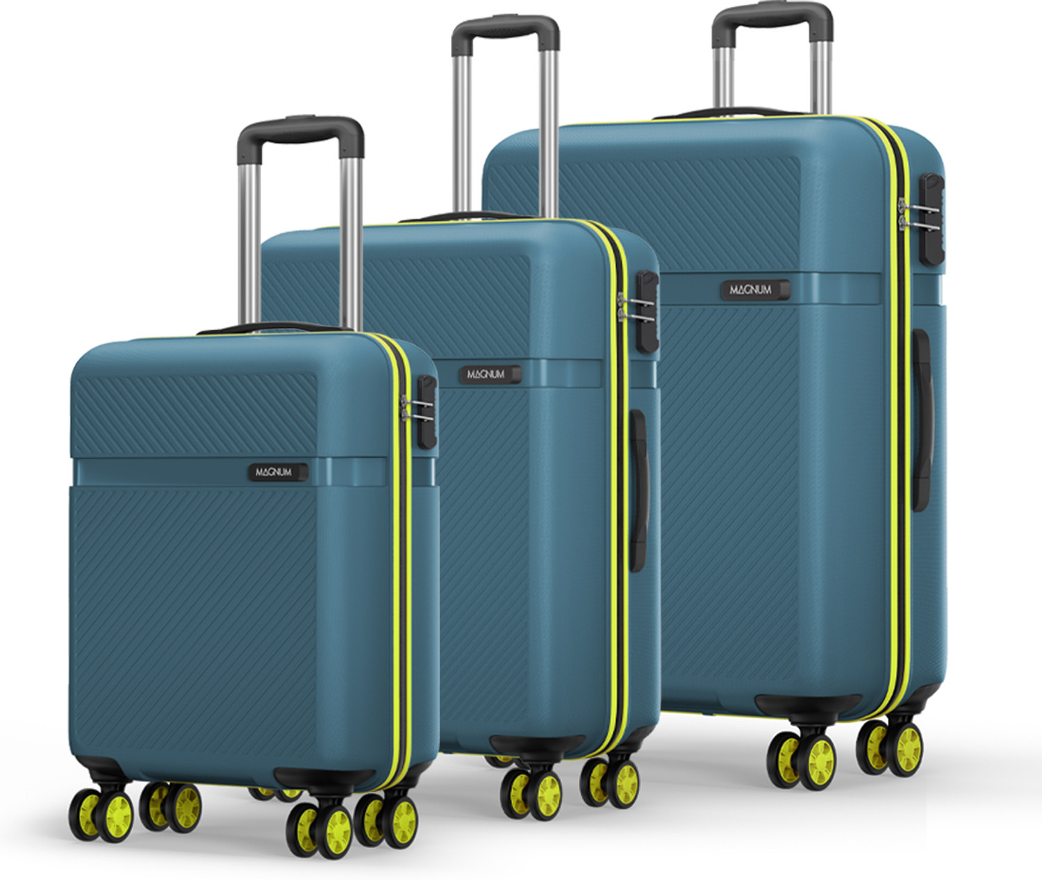 Safari Magnum Fury of 3 (Small 55cm | Medium 65cm | Large 75cm) 4W Cabin & Check-in Set 8 Wheels - 30 Inches Ink Blue
