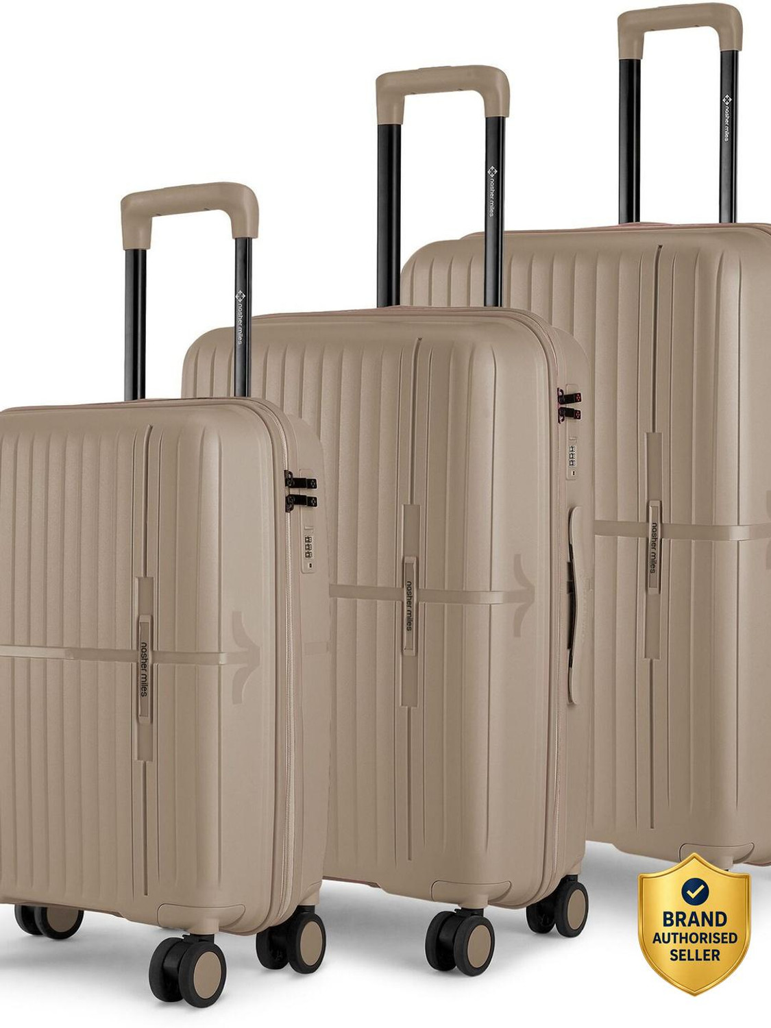 Image of NASHER MILES Hard Body Set of 3 Luggage 8 Wheels - Springfield HardSide Polypropylene Luggage 3 Pink Trolley Bag(55,65&75cm) - Pink