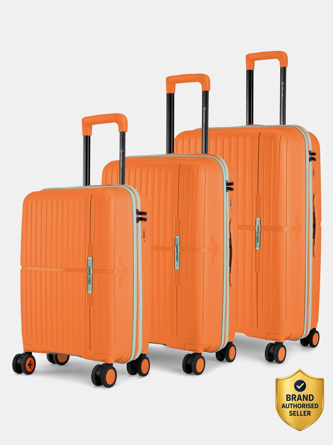 Image of NASHER MILES Hard Body Set of 3 Luggage 8 Wheels - Springfield HardSide Polypropylene Luggage 3 Pink Trolley Bag(55,65&75cm) - Pink