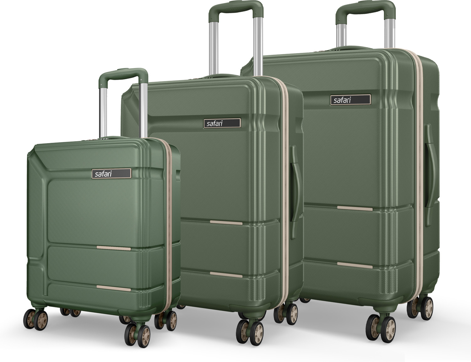 SAFARI Hard Body 3 Luggage Set 8 Wheels 55/65/77 Dusk Green - Image 1