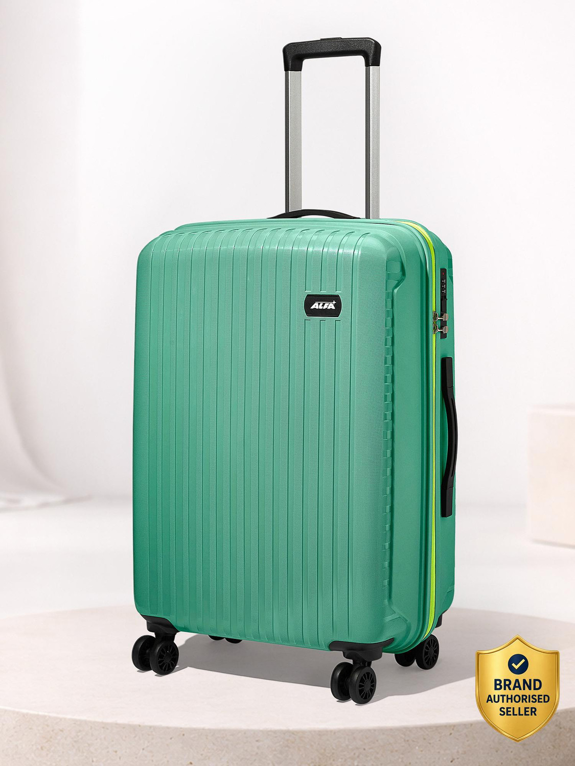 ALFA by VIP Medium Check-in Suitcase (66 cm) 8 Wheels - Excel Secure Hard Side Luggage | Trolley Bag With Flushed Combination Lock - Green - Image 1