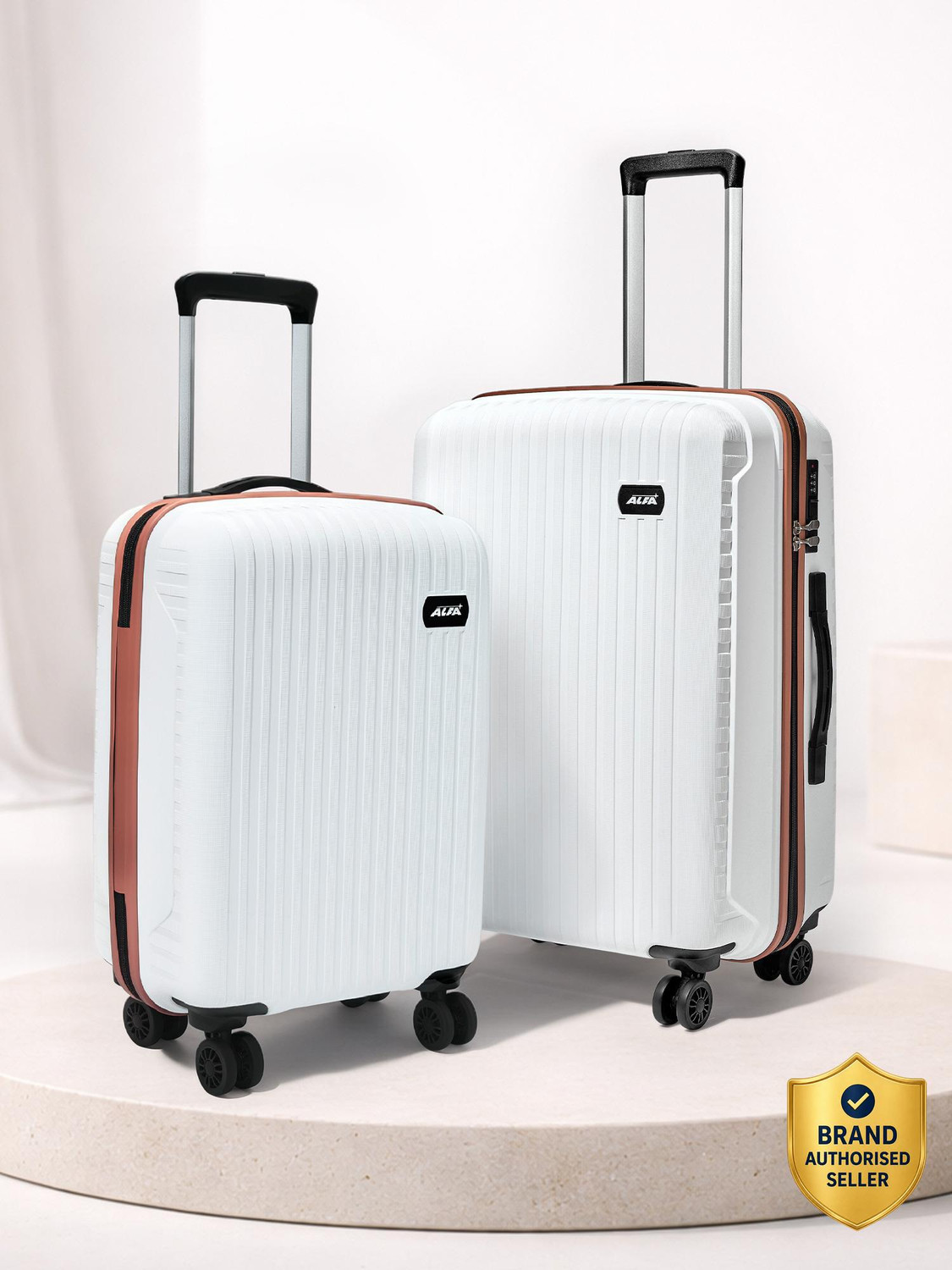 ALFA by VIP Excel Secure Hard Side Luggage | Trolley Bag With Flushed Combination Lock Cabin & Check-in Set 8 Wheels - 26 Inch