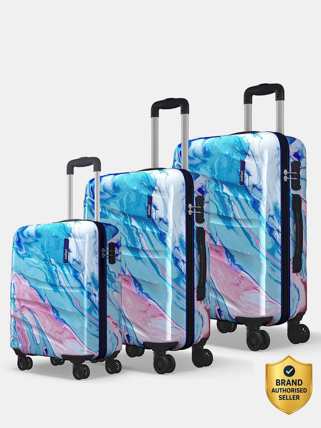 SAFARI Hue Plus 3-Piece 8-Wheel Luggage Set - Blue - Image 1