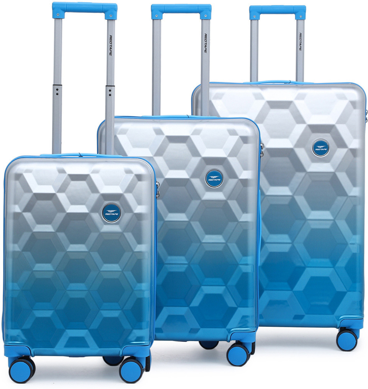 Image of NASHER MILES Hard Body Set of 2 Luggage 8 Wheels - Venice Hard-Side Polycarbonate Printed Terrazzo Black Trolley Bag(55&65cm) - Black