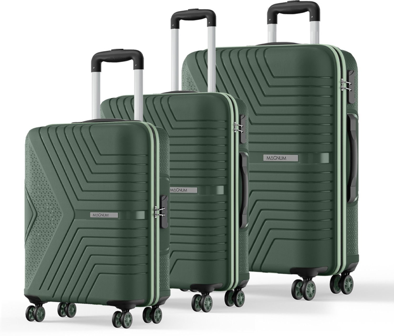 Magnum by Safari Zeno 3-Piece Hard Luggage Set (55+66+75cm, Green) - Image 1