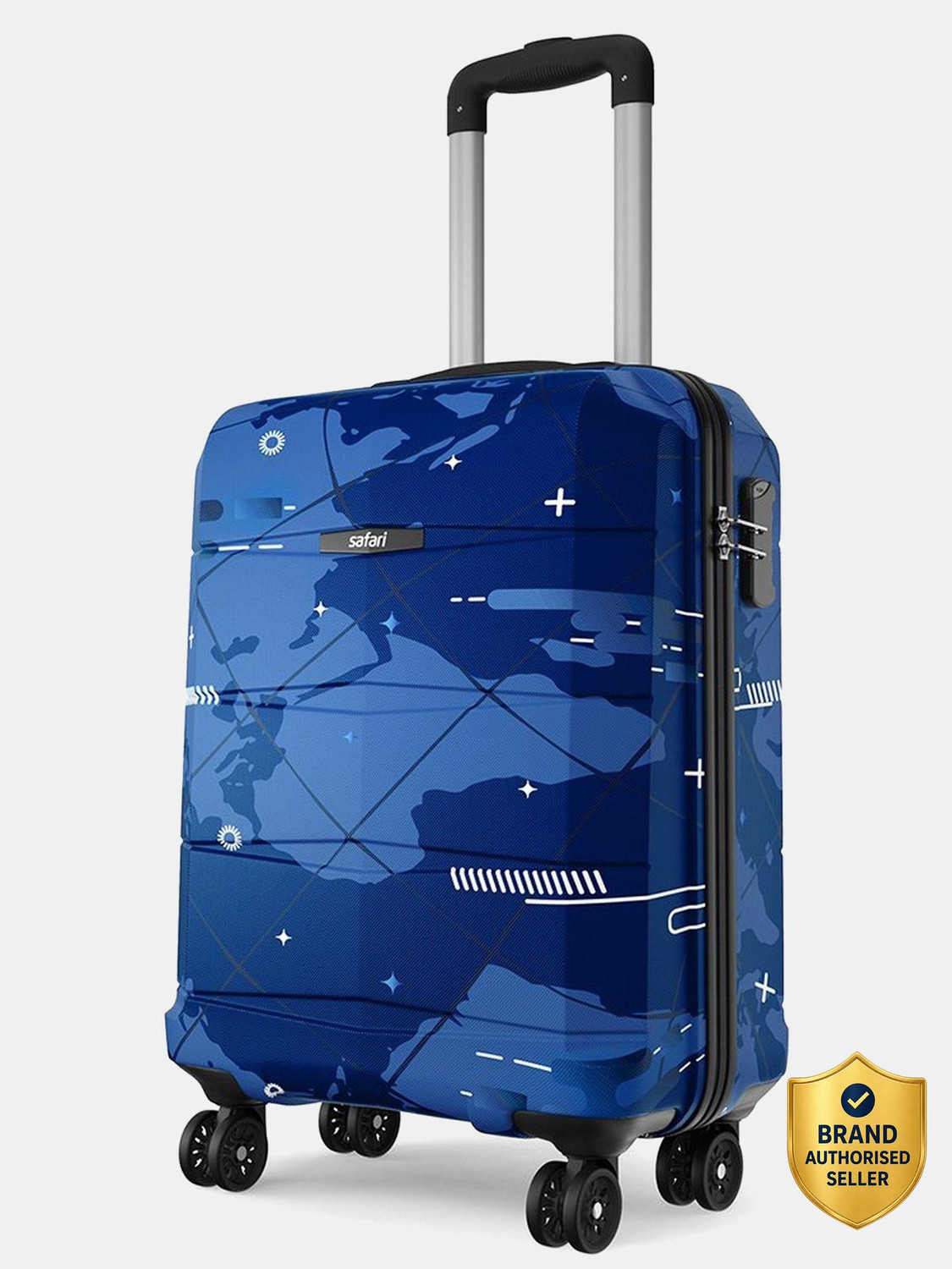 Image of SAFARI Large Cabin & Check-in Set (79 cm) 4 Wheels - OZONETSA - Blue