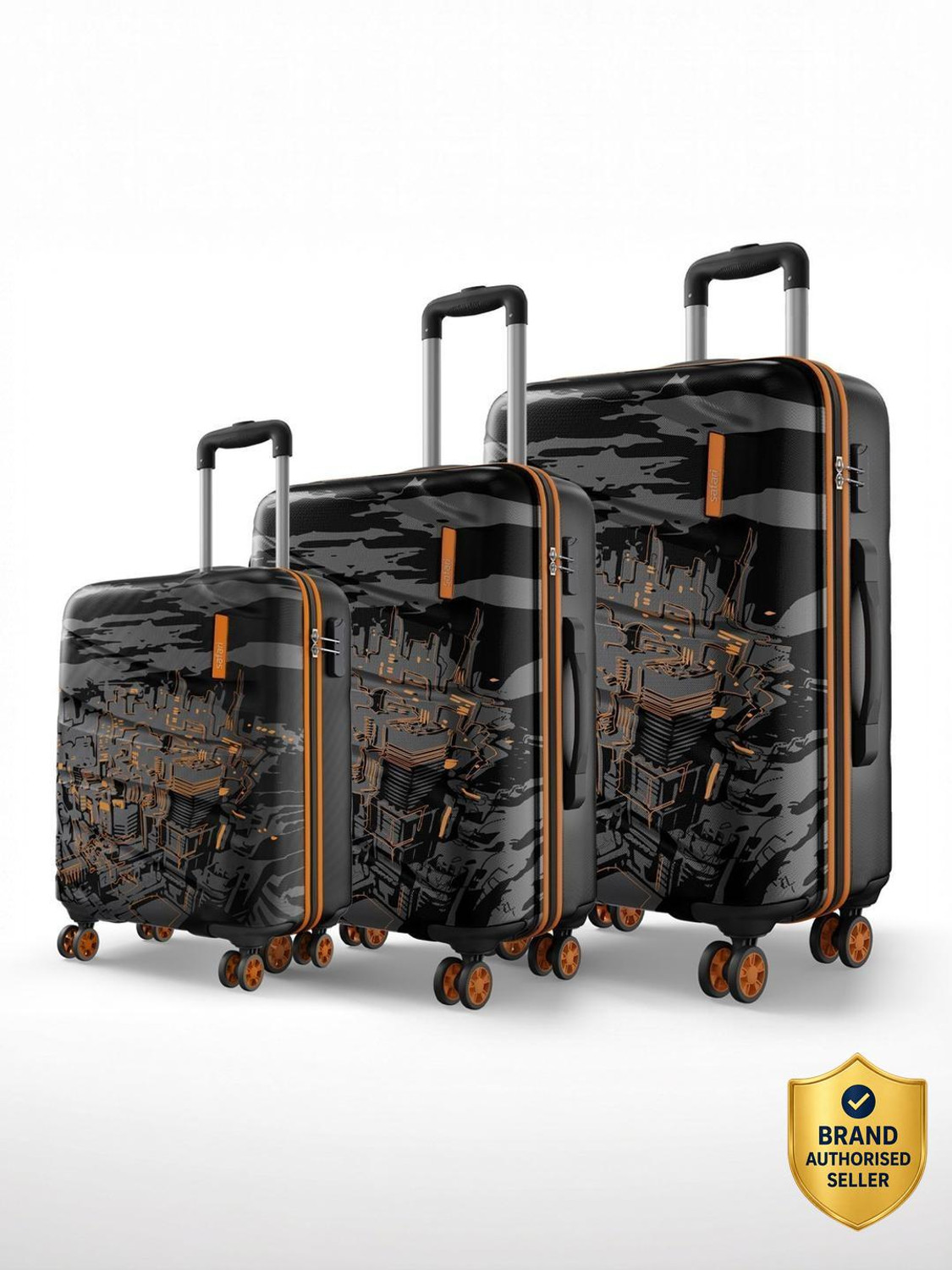 Image of FALKON Hard Body Set of 3 Luggage 8 Wheels - LONDON BRIDGE Polycarbonate 8 Double Wheels, Set of 3 - Yellow