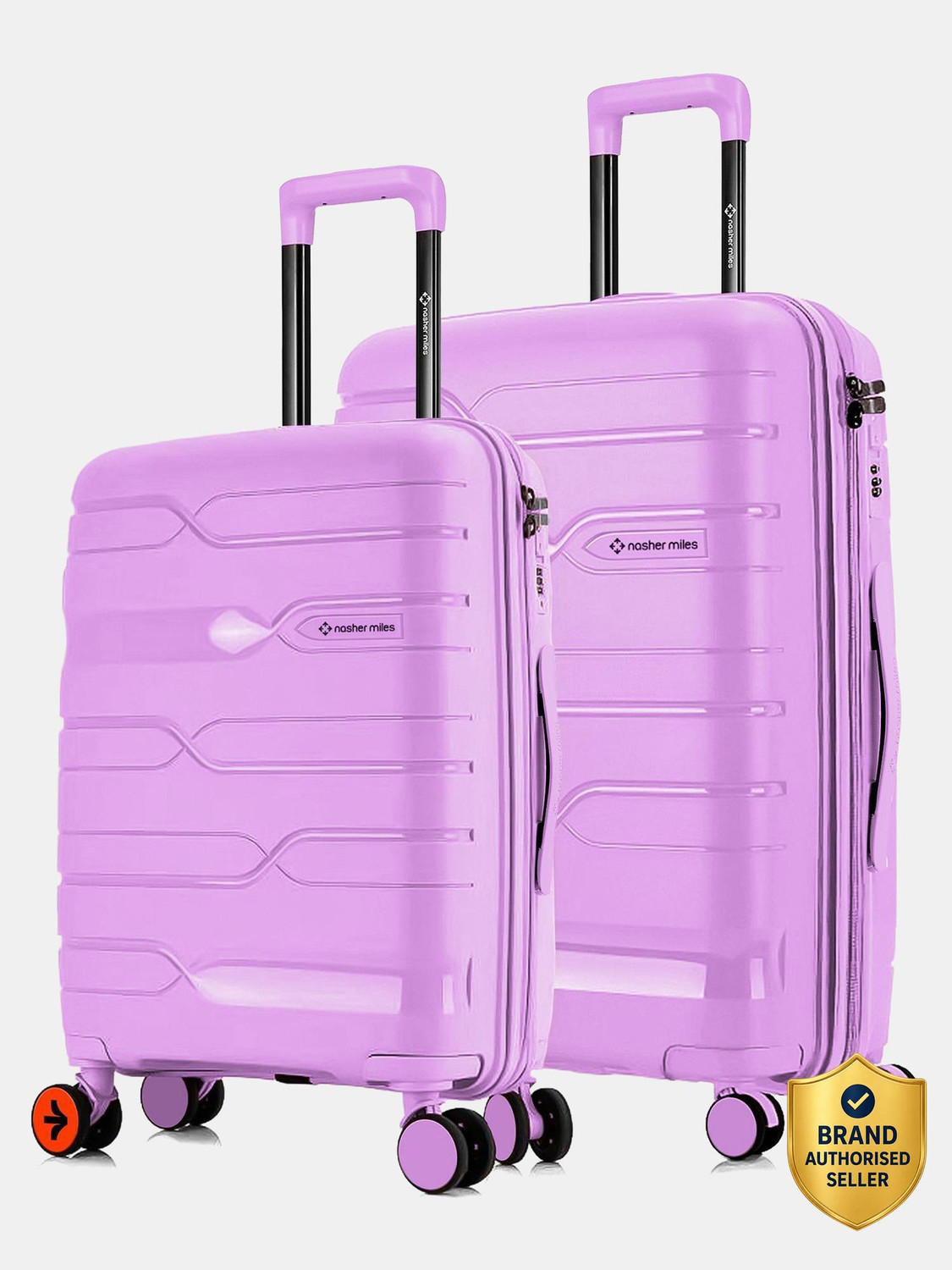 Image of NASHER MILES Hard Body Set of 2 Luggage 8 Wheels - Springfield HardSide Polypropylene Luggage Set of 2 Pink Trolley Bag(65&75cm) - Pink