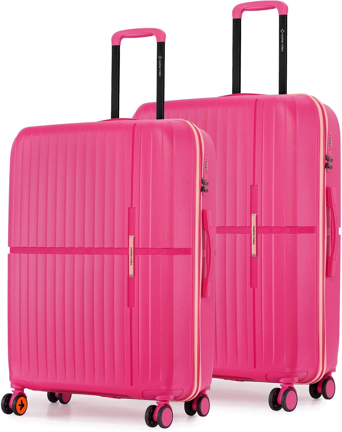 Image of NASHER MILES Hard Body Set of 2 Luggage 8 Wheels - Springfield HardSide Polypropylene Luggage Set of 2 Pink Trolley Bag(65&75cm) - Pink